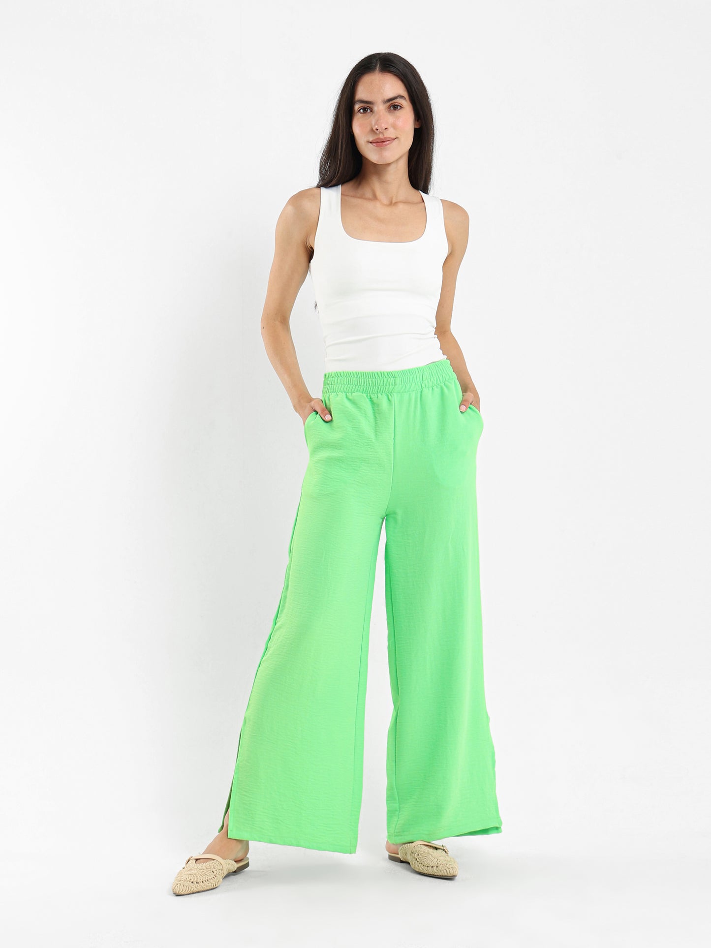 Wrinkled Blouse and Pants Twin Set