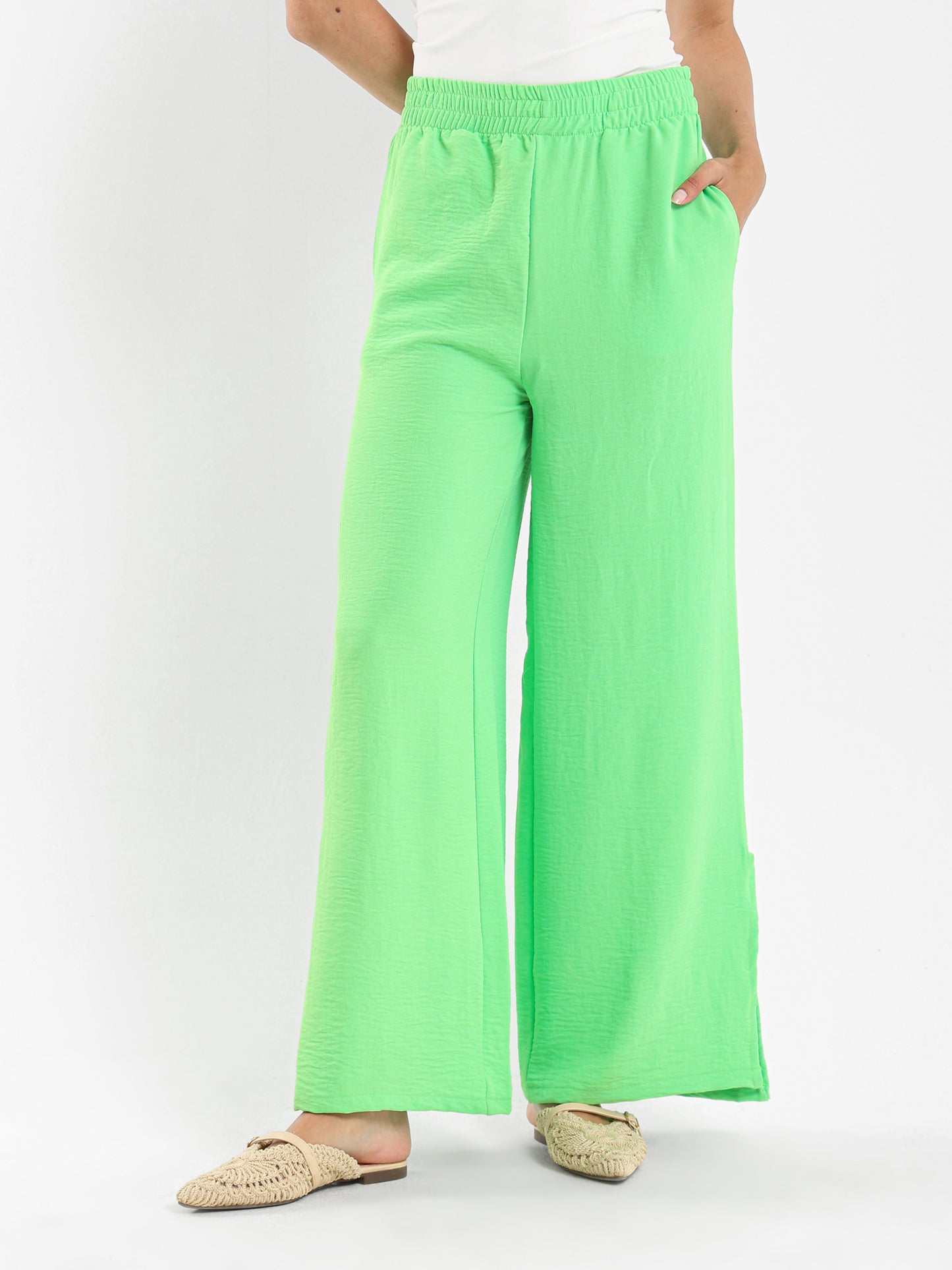 Wrinkled Blouse and Pants Twin Set