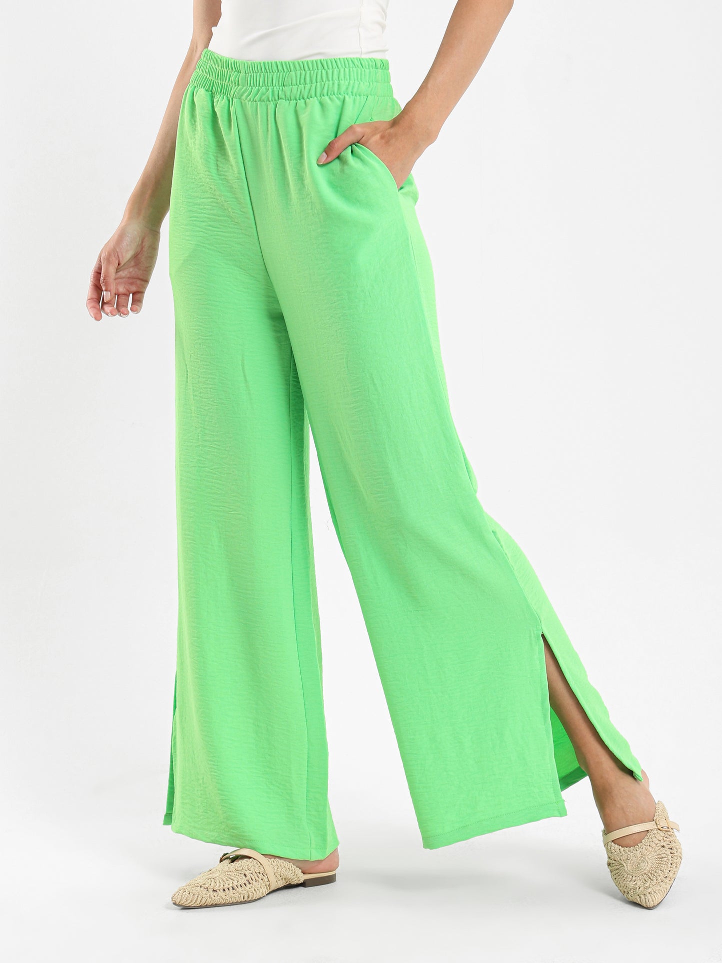 Wrinkled Blouse and Pants Twin Set