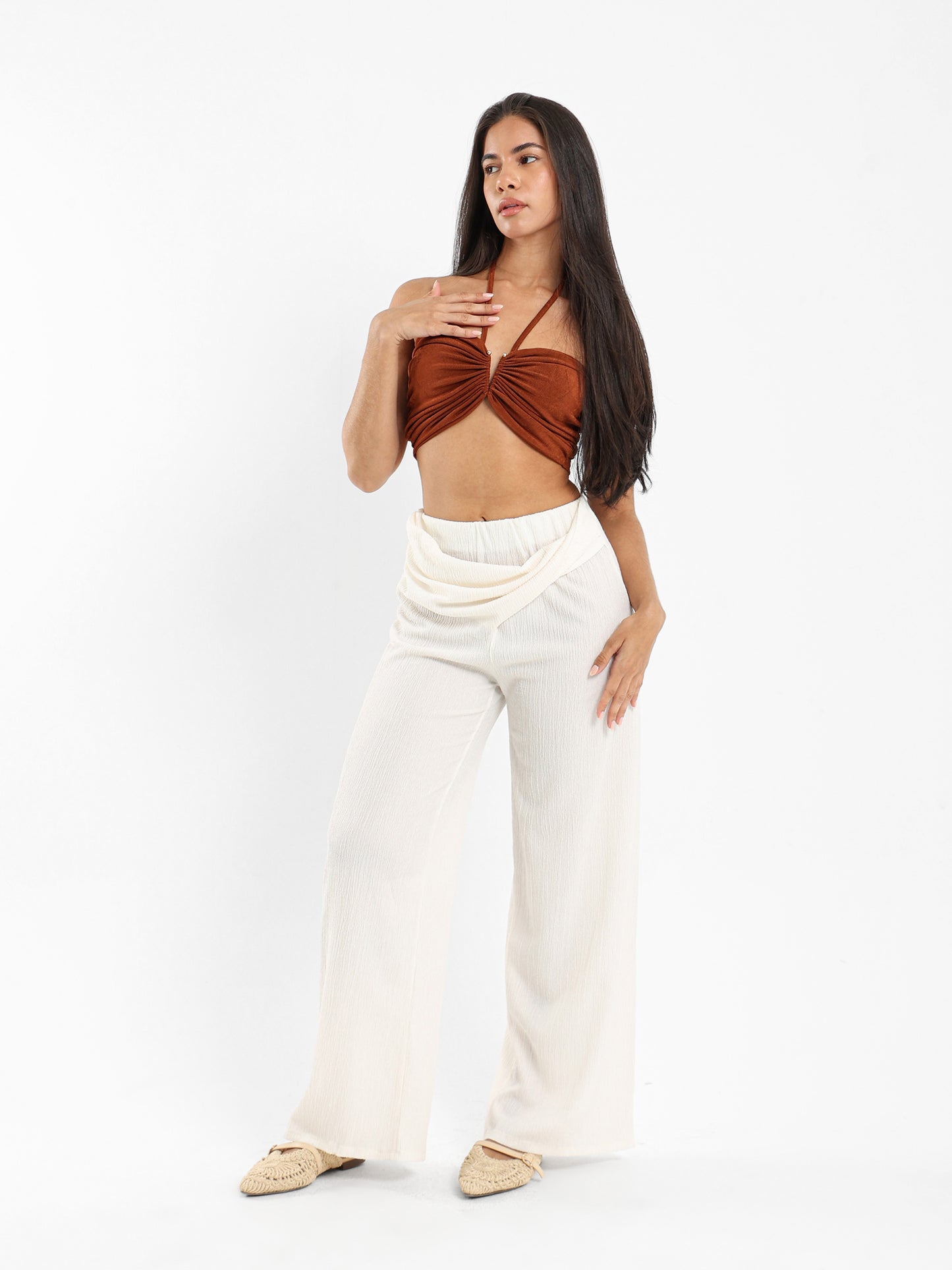 Twisted Front Wrinkled Pants