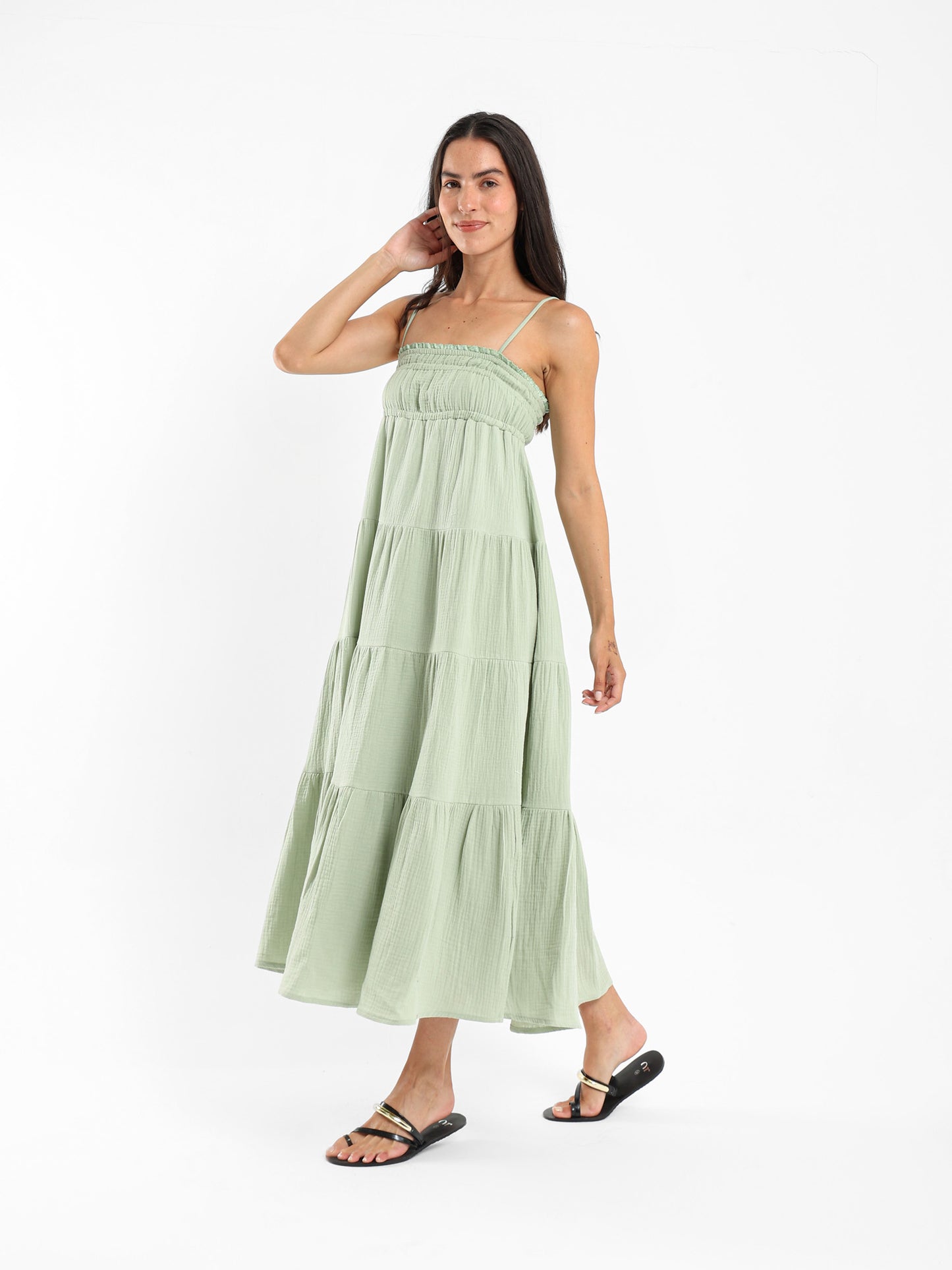 Midi Dress with Lace Trims