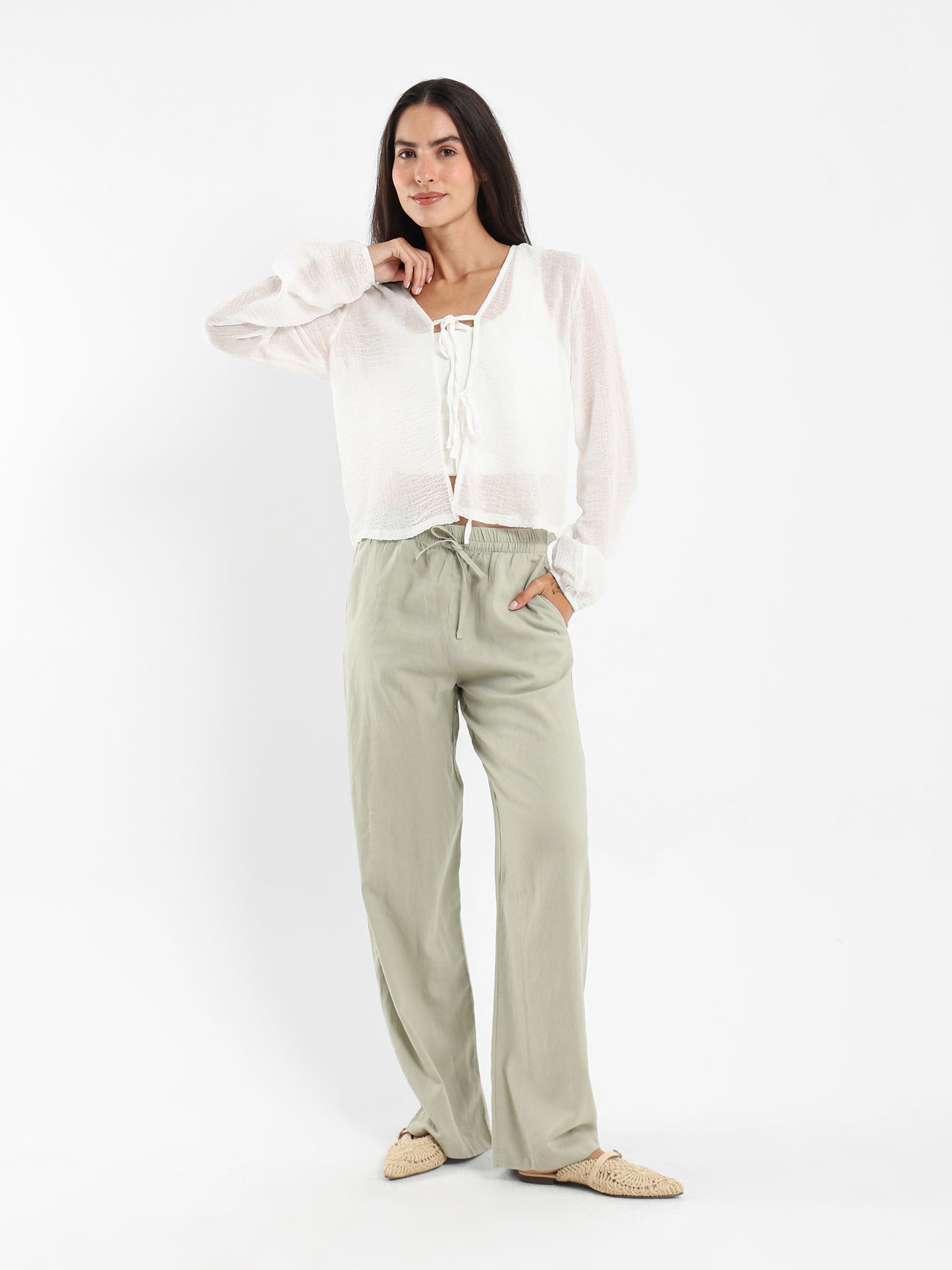 Blouse with Front Tie Detail