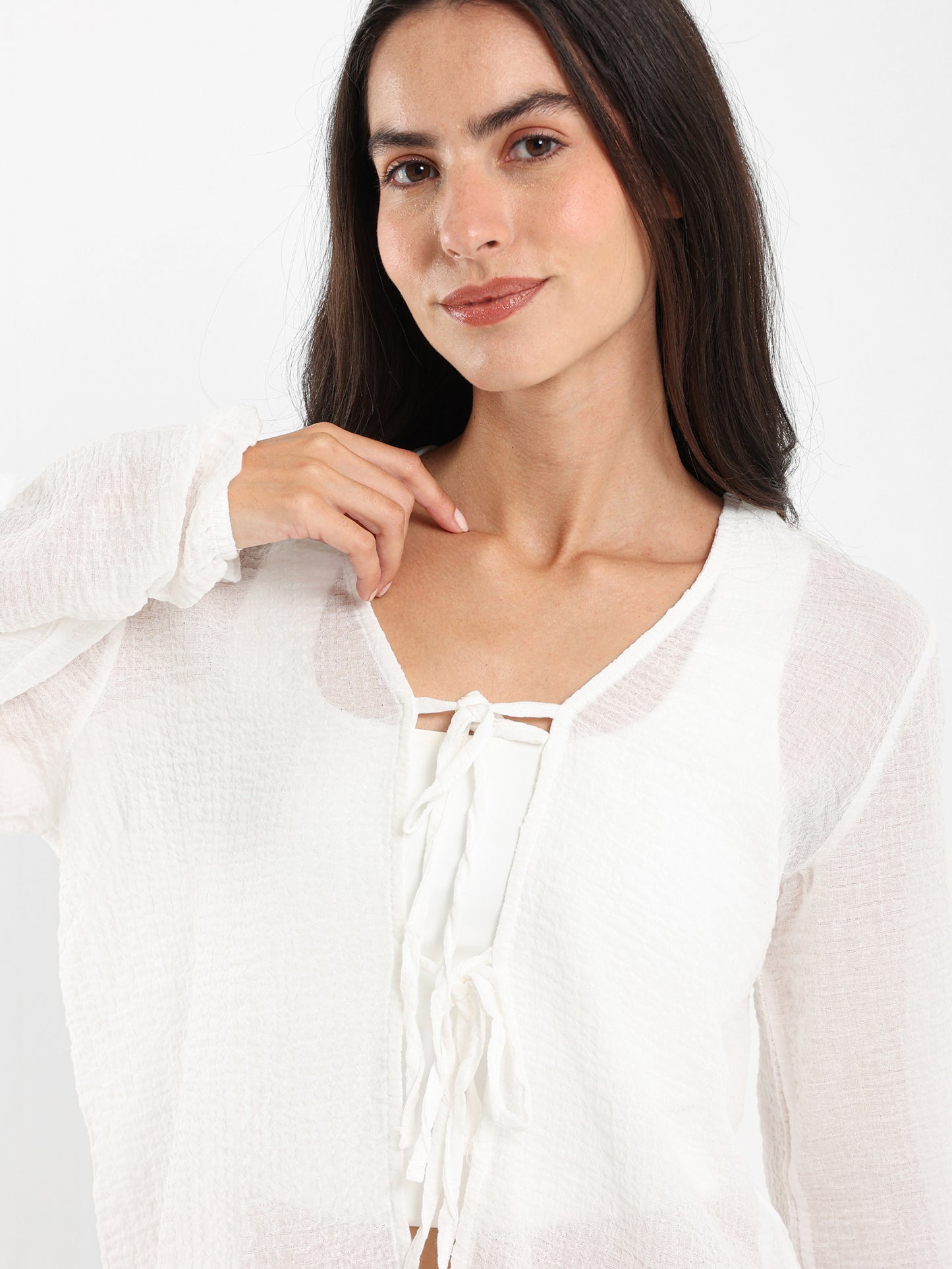 Blouse with Front Tie Detail