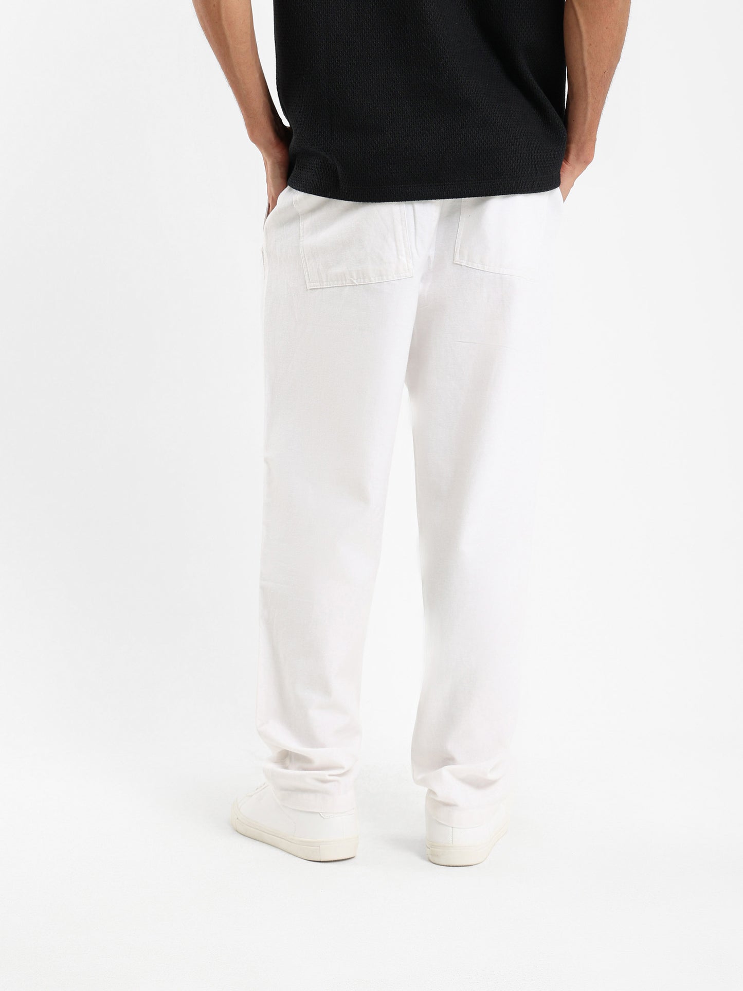 Linen Drawstring Waist Pants