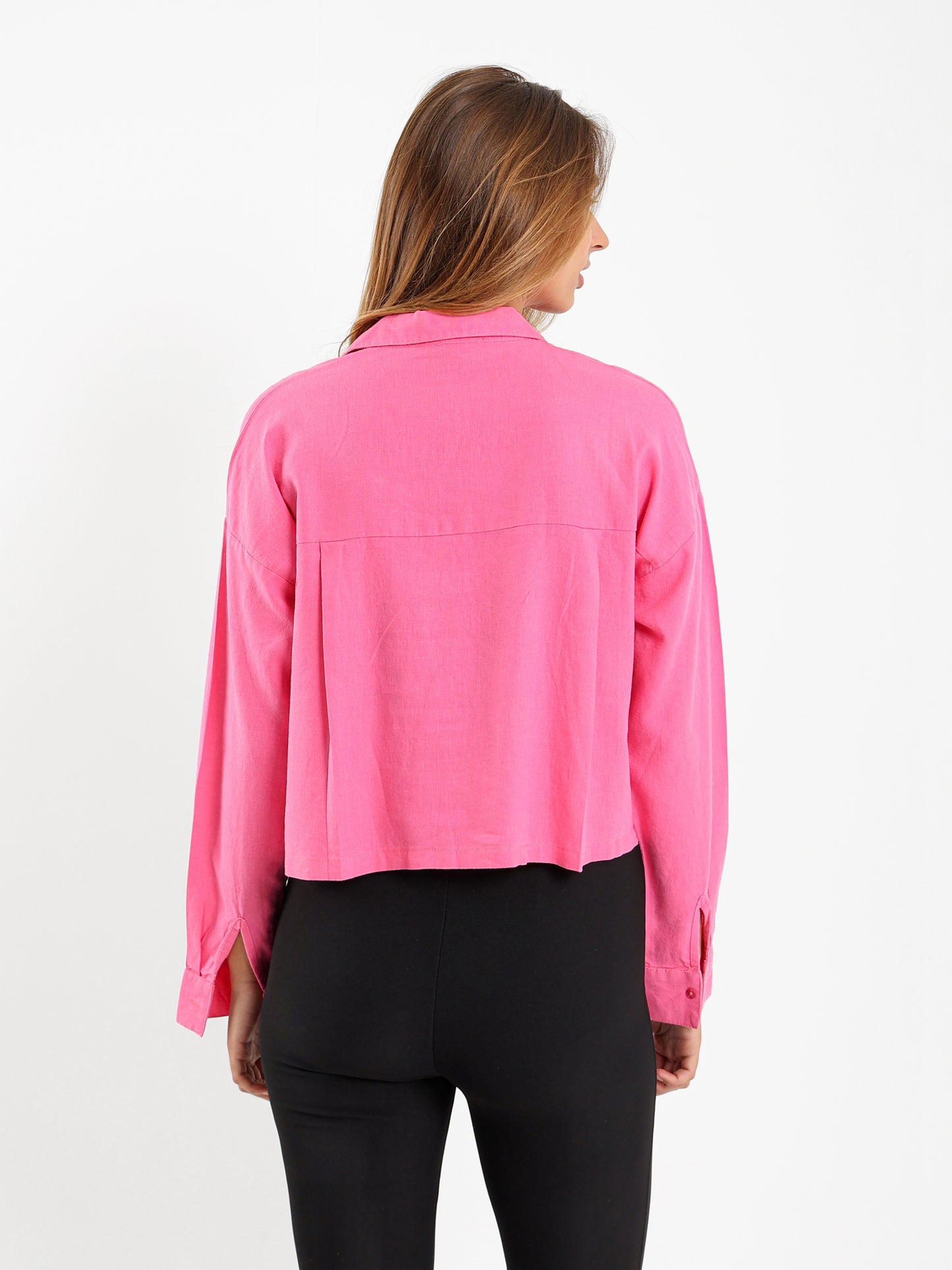 Linen Cropped Oversized Shirt
