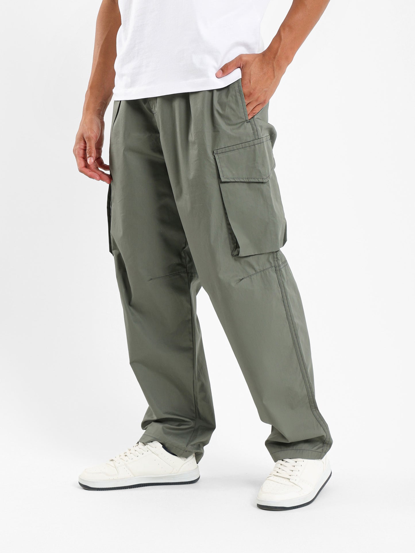 Nylon Cargo Loose Jogger Pants