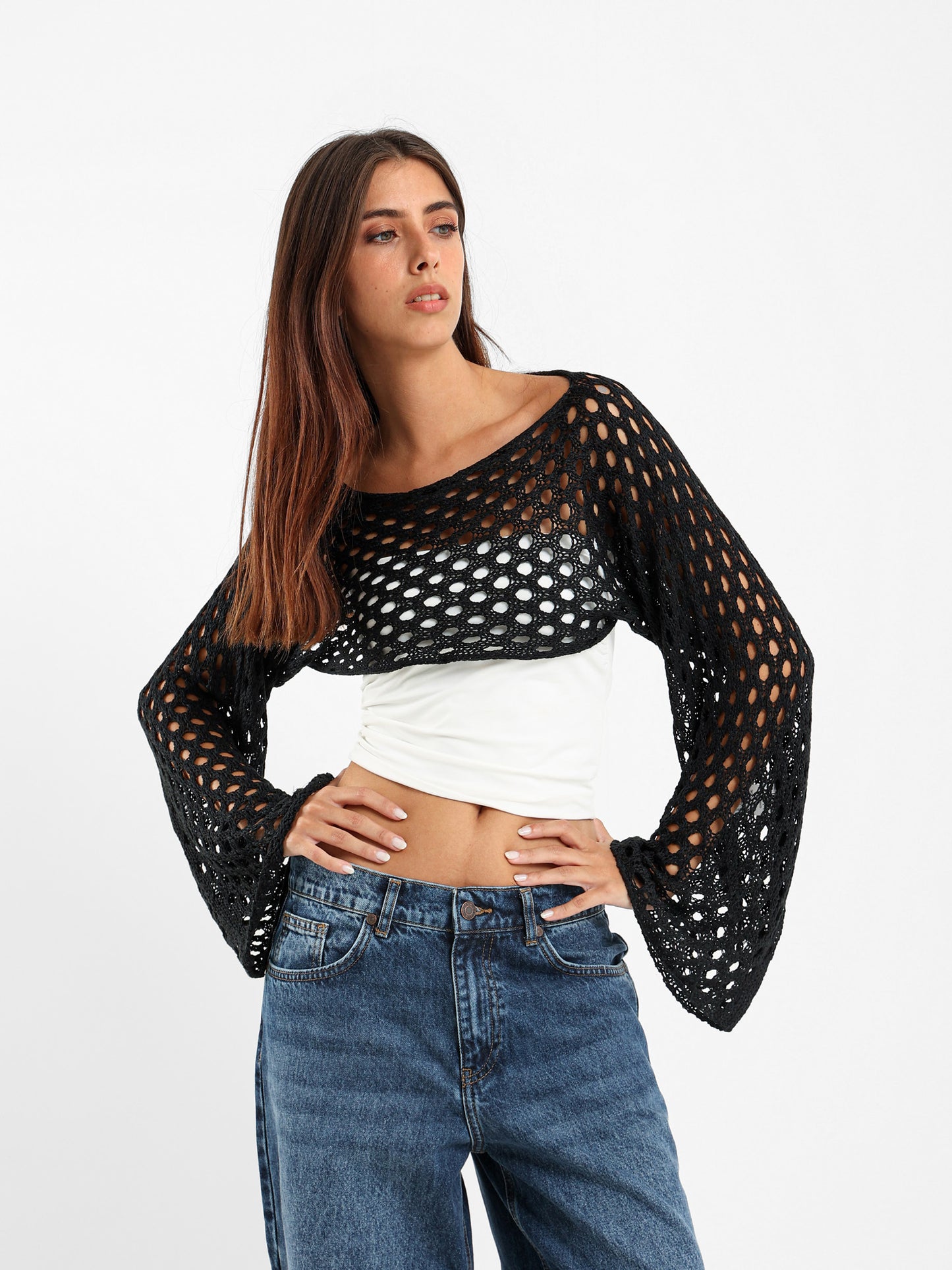 Long-Sleeve Tricot Knit Top