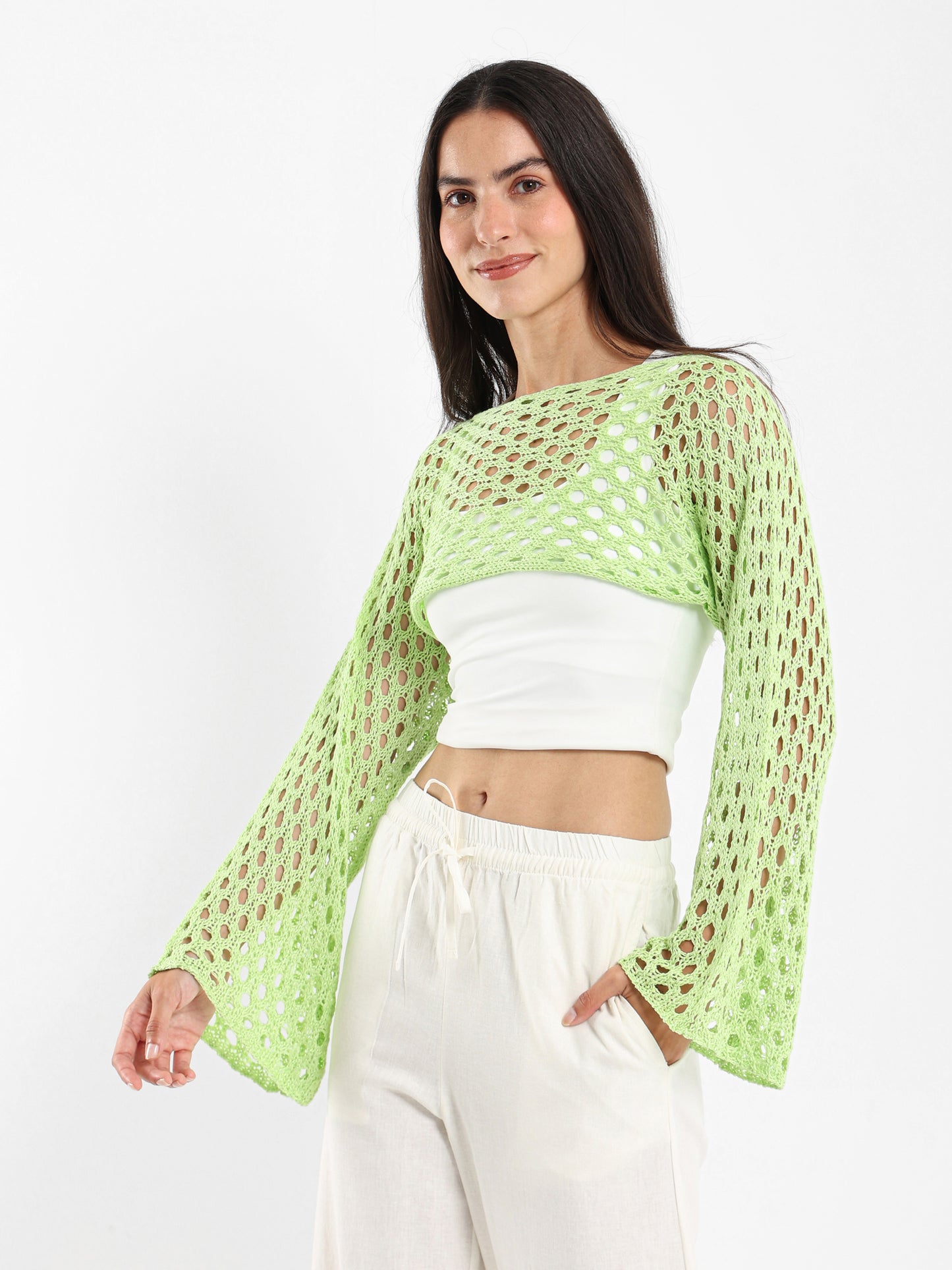 Long-Sleeve Tricot Knit Top
