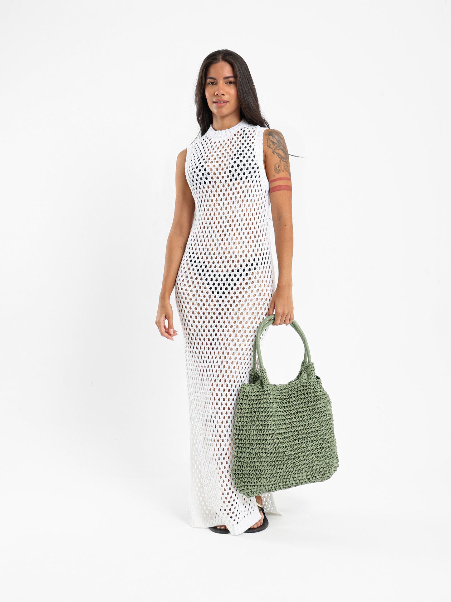Tricot Cover-Up Dress With Slits