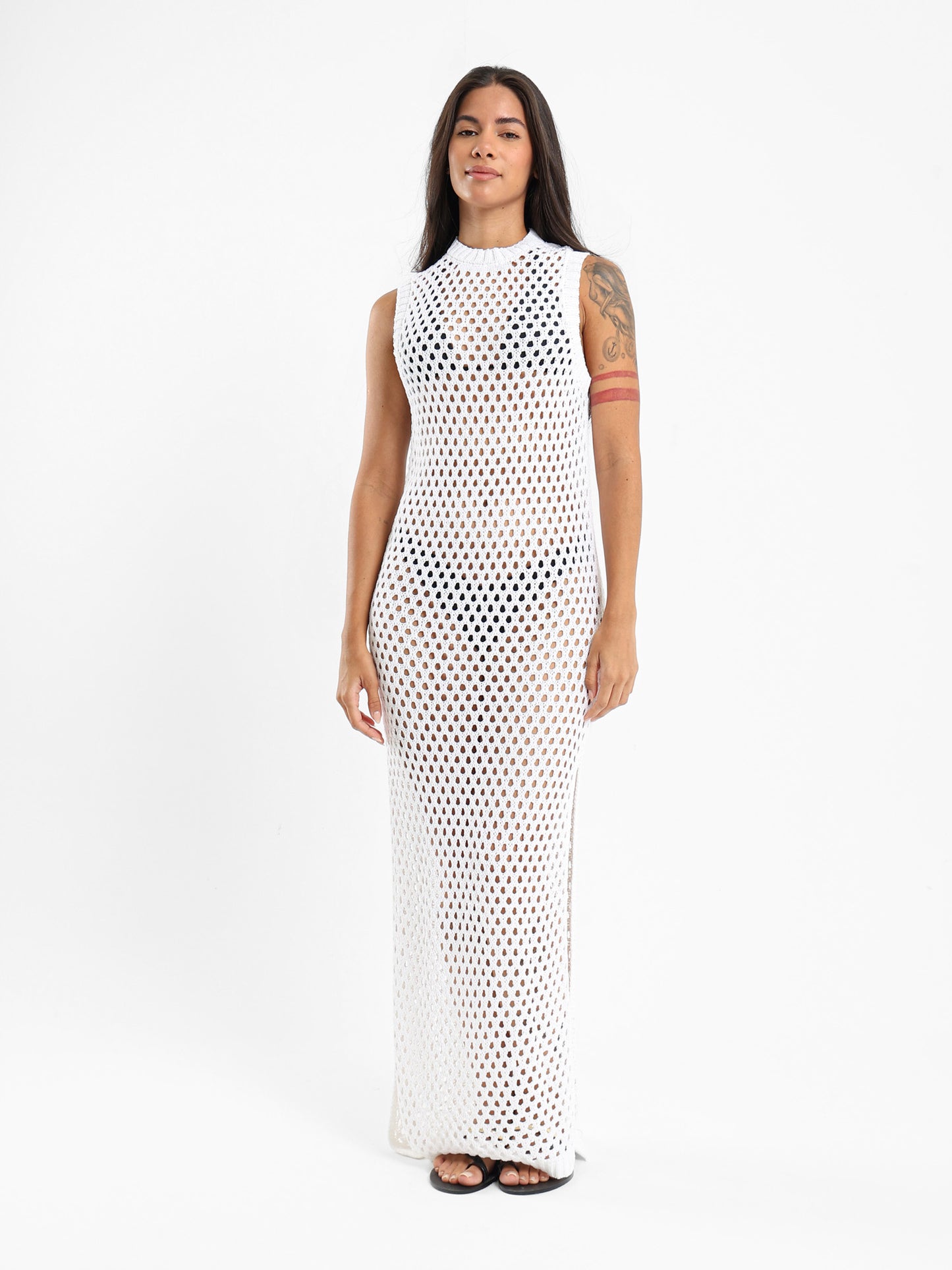 Tricot Cover-Up Dress With Slits