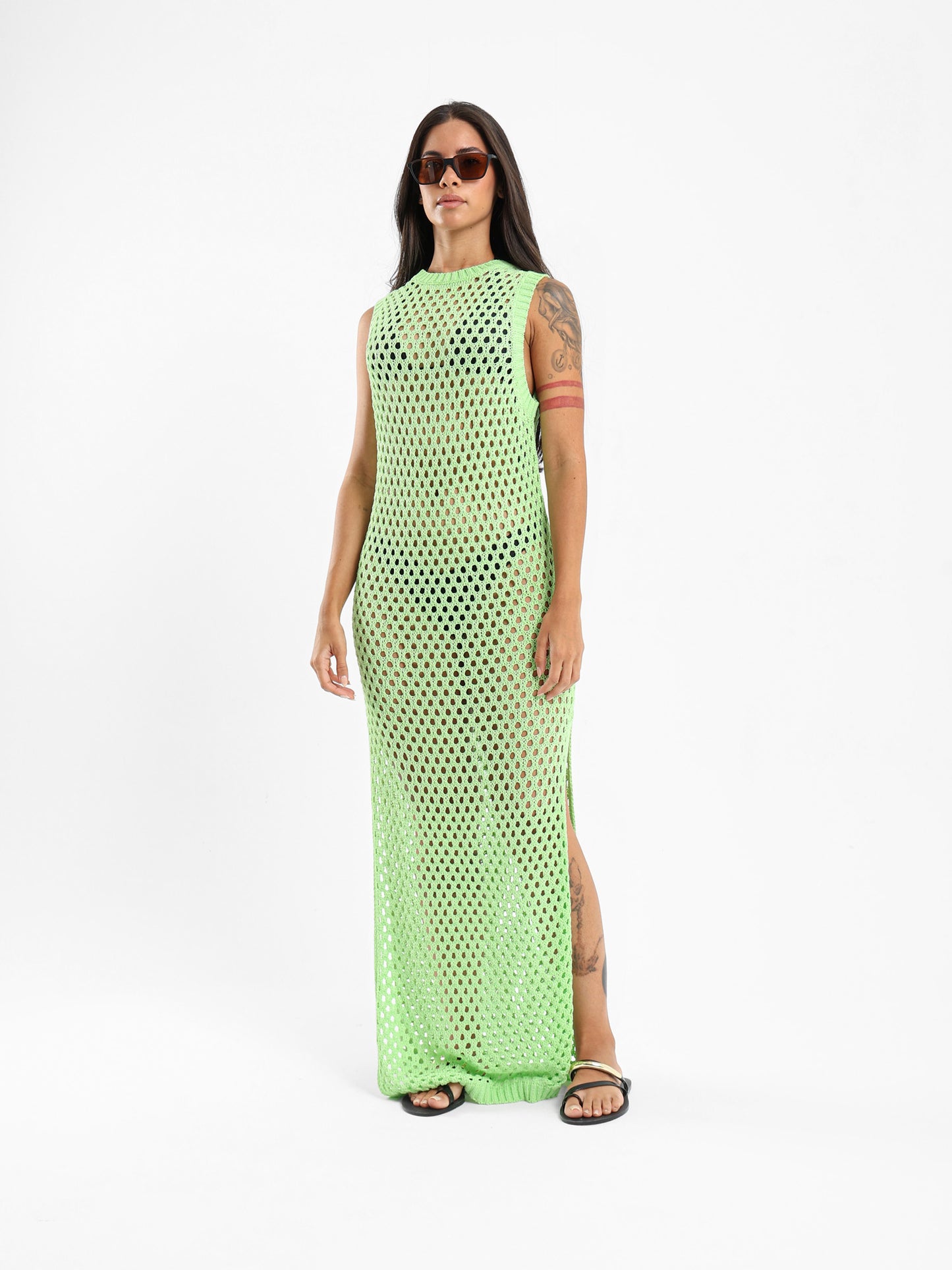 Tricot Cover-Up Dress With Slits