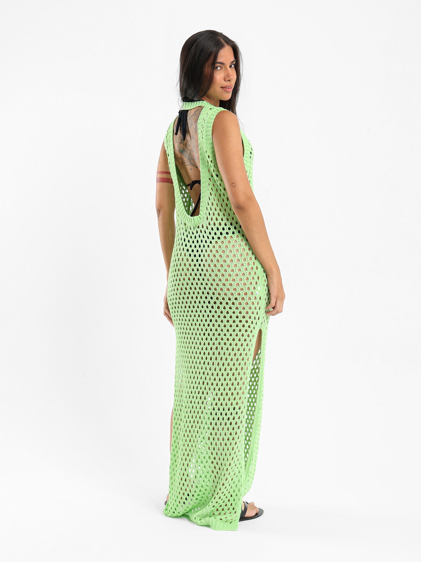 Tricot Cover-Up Dress With Slits