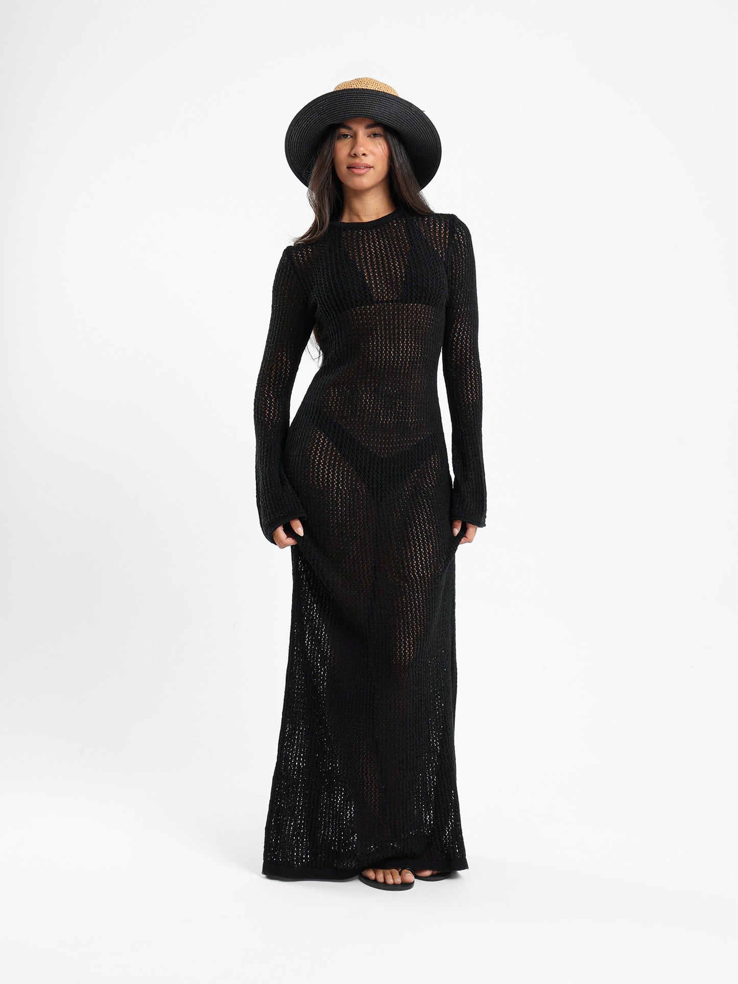 Open Back Tricot Maxi Dress