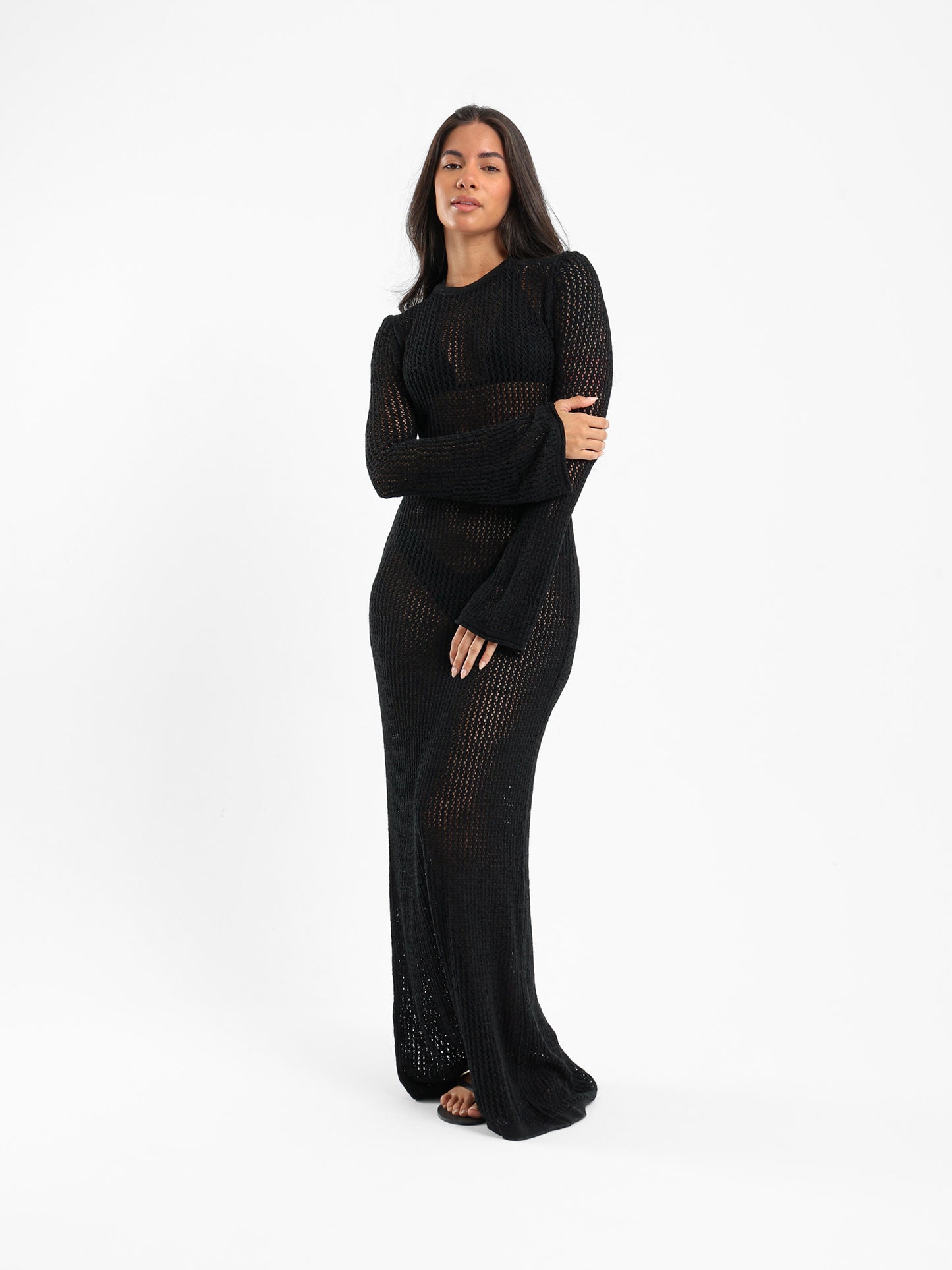 Open Back Tricot Maxi Dress
