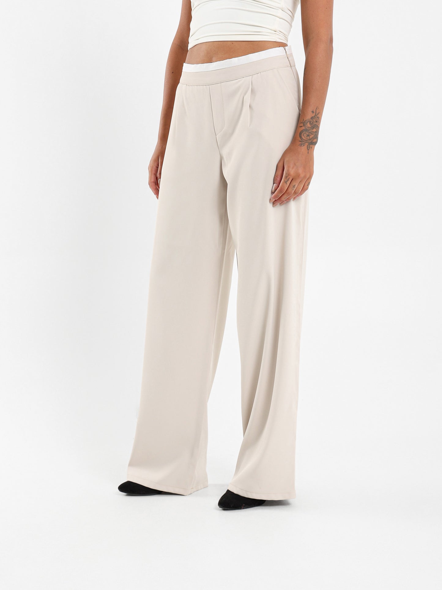 Boxer Detail Wide Leg Pants