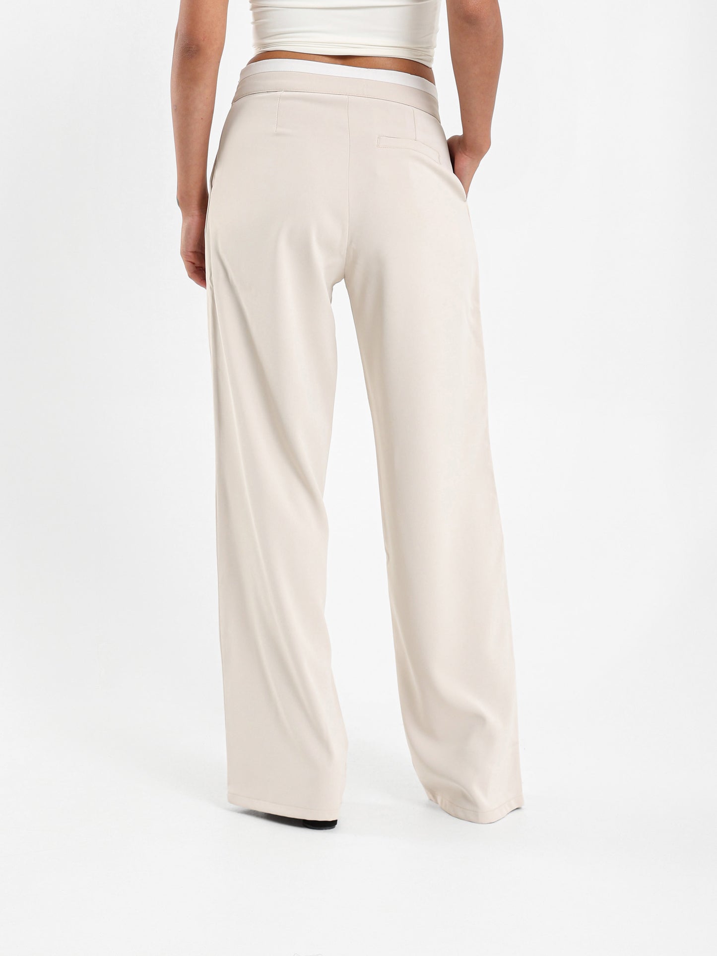 Boxer Detail Wide Leg Pants