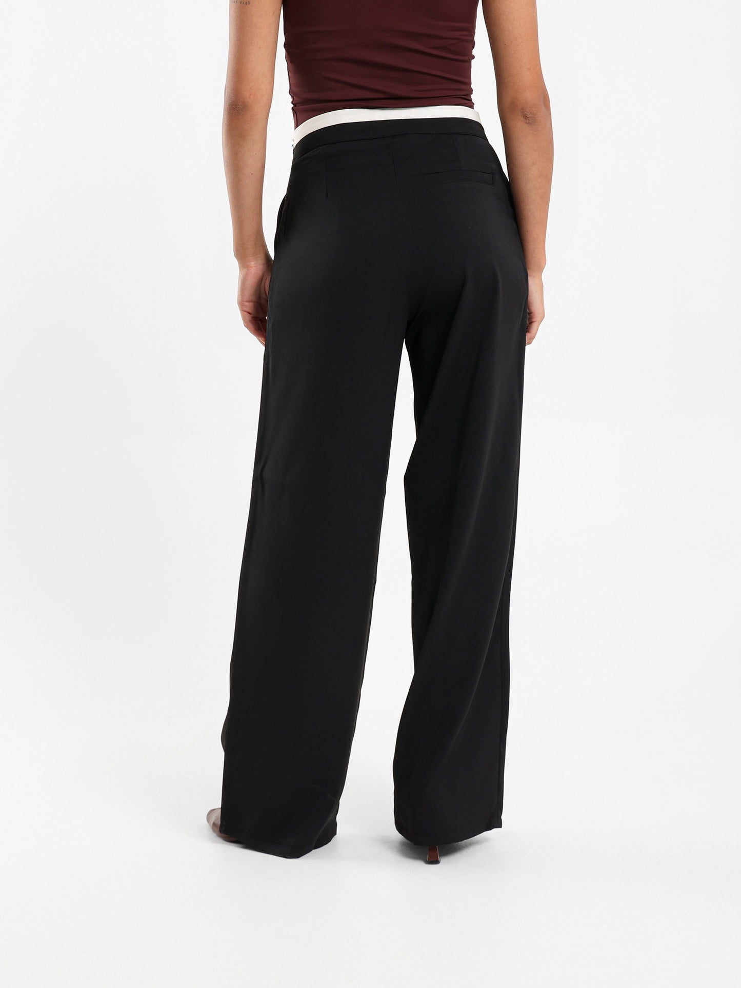 Boxer Detail Wide Leg Pants
