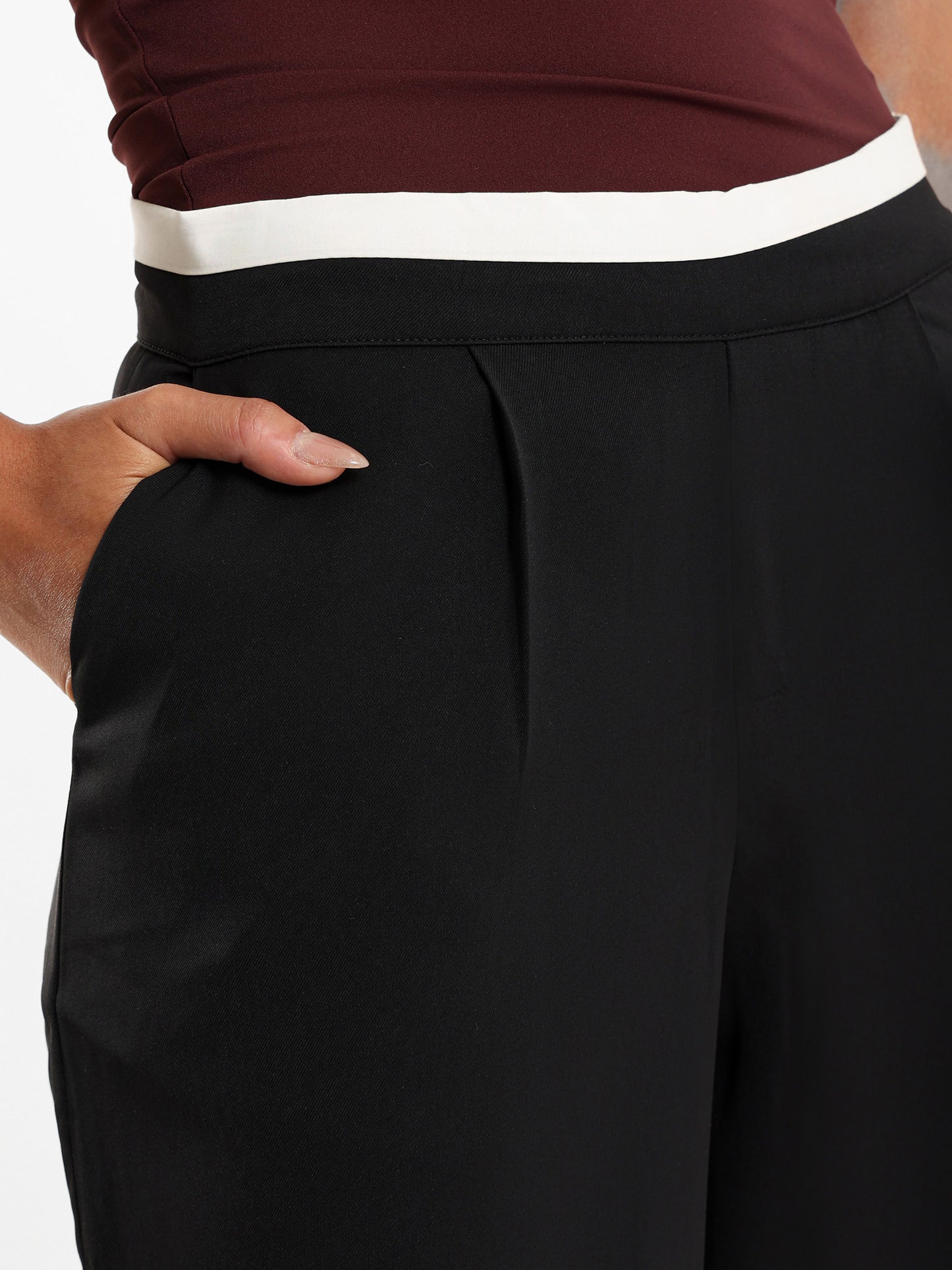 Boxer Detail Wide Leg Pants