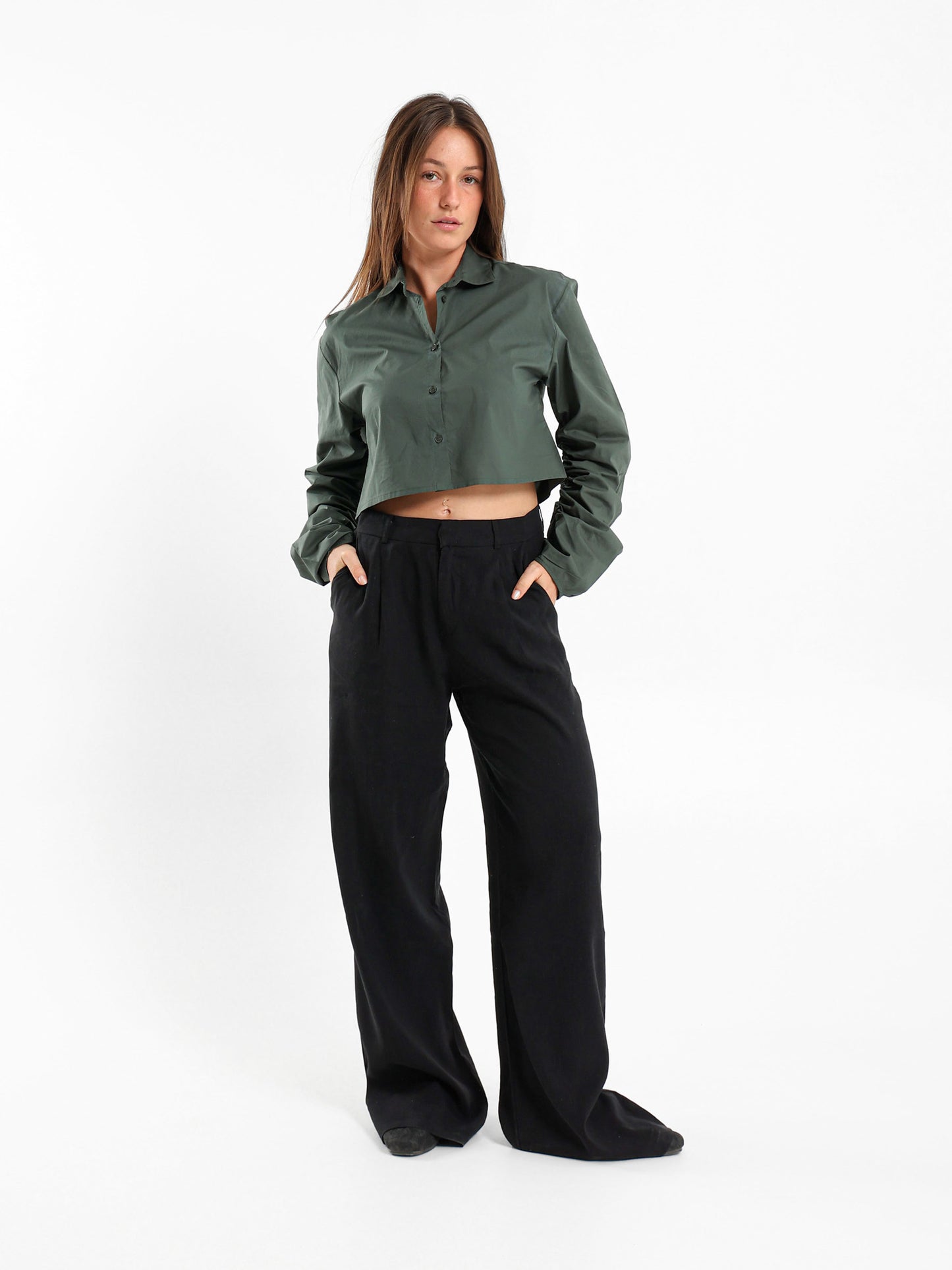 Wide Leg Front Pleated Pants