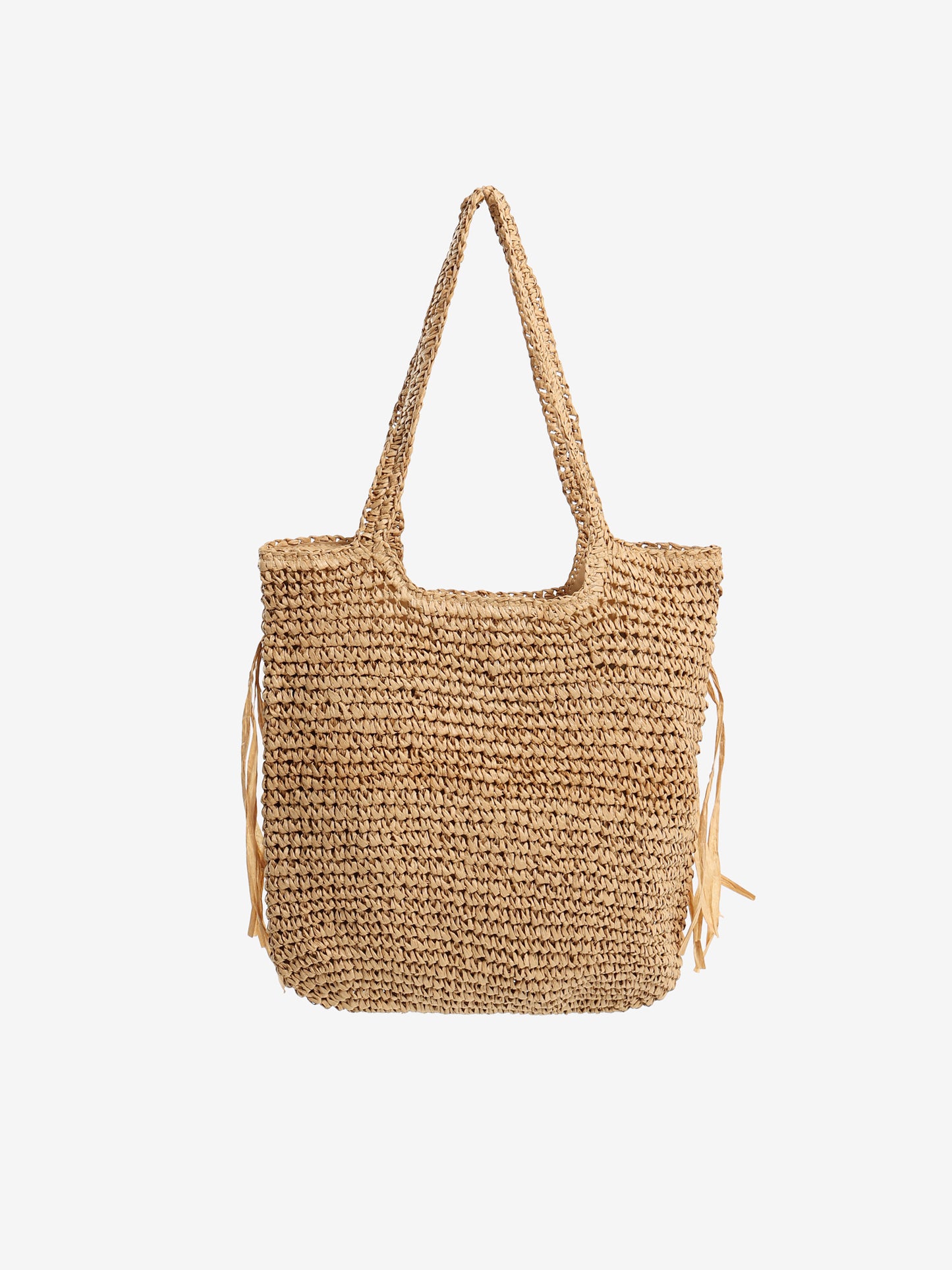 Straw Tote Bag with Fringes