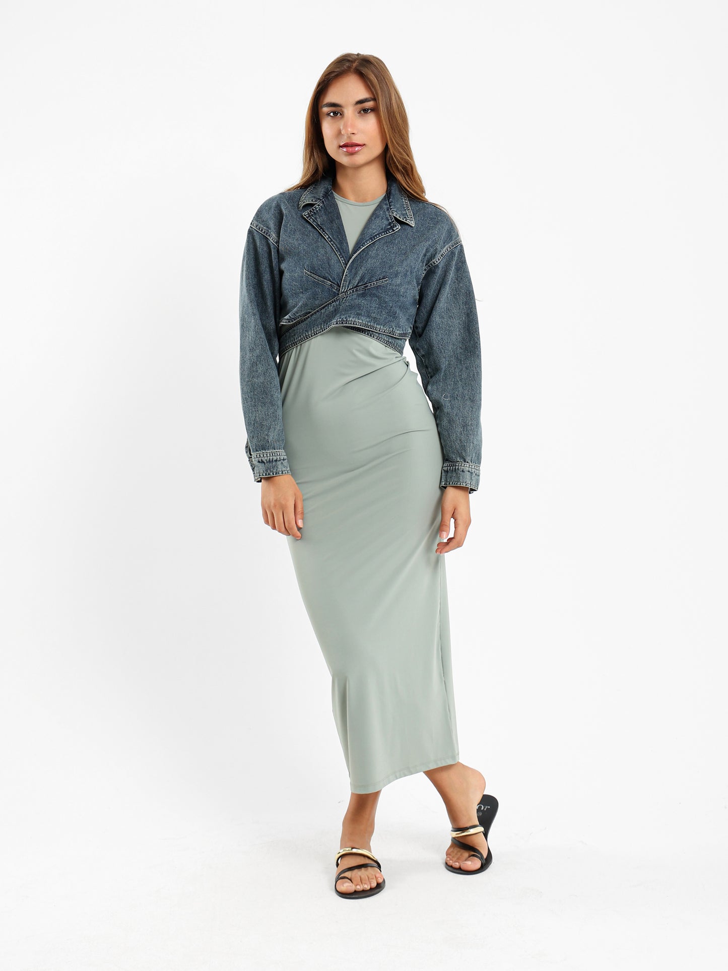 Cropped Wrap Around Denim Jacket