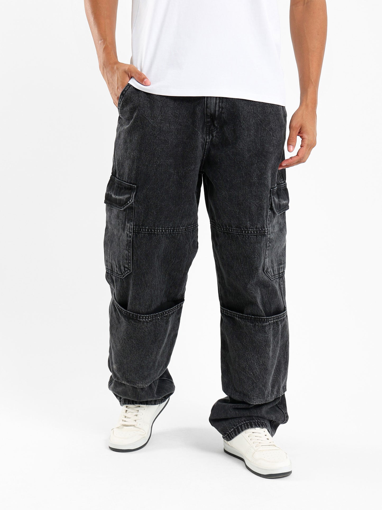 Loose Utility Cargo Denim Pants