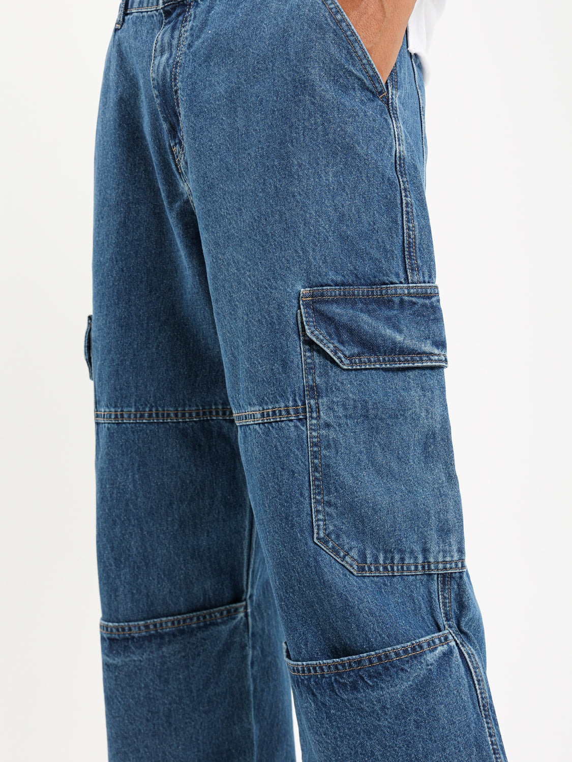 Loose Utility Cargo Denim Pants