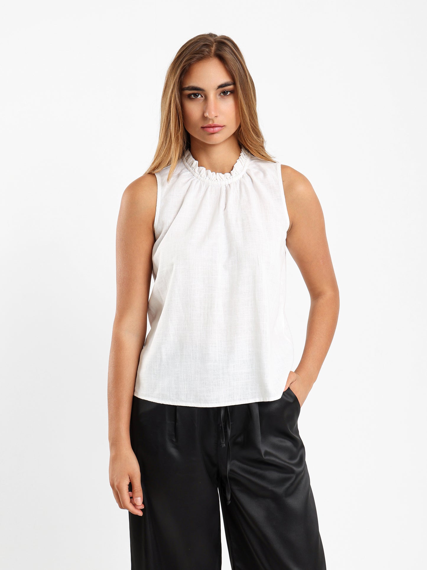 Ruffled Neck Top