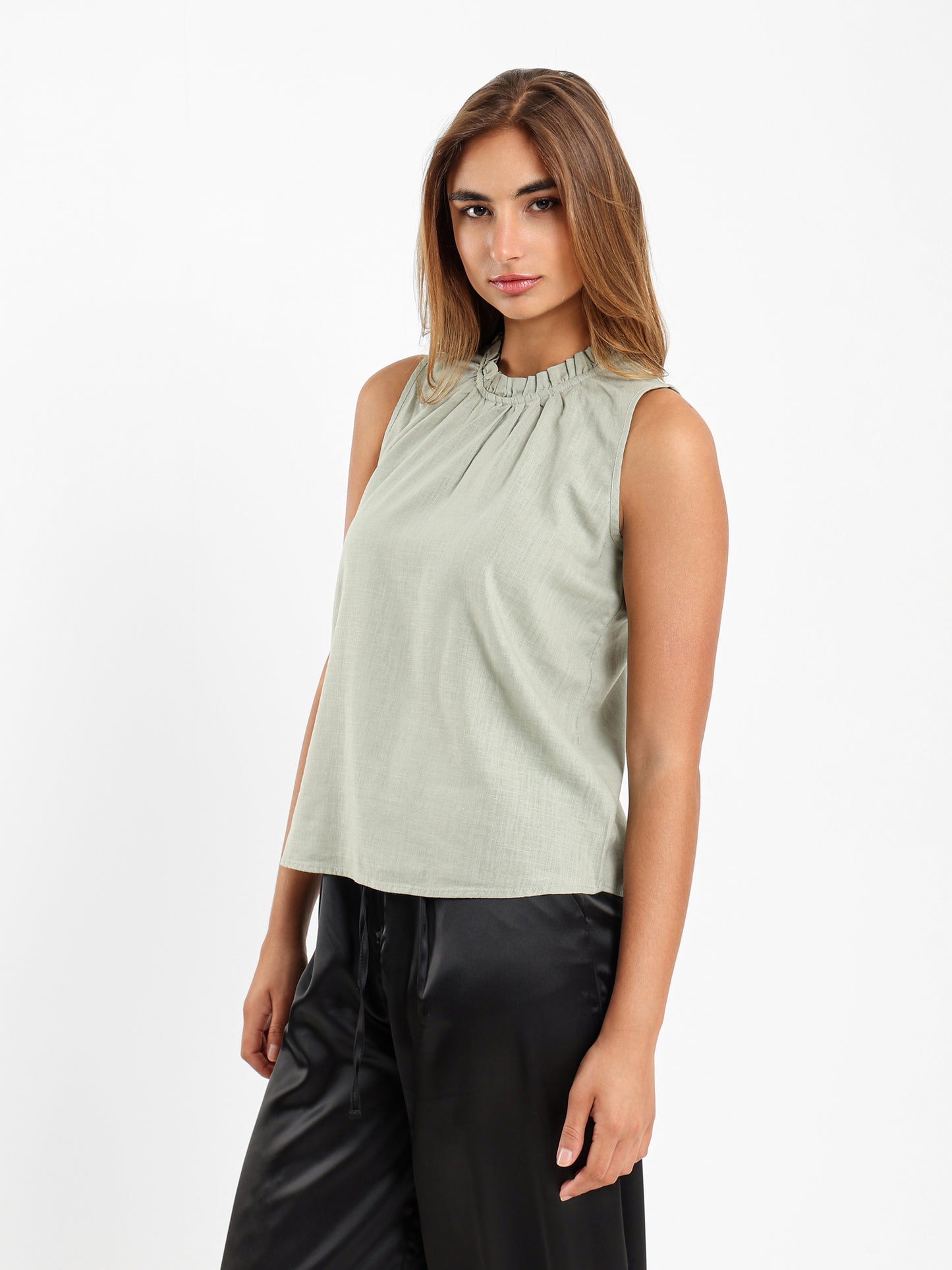 Ruffled Neck Top