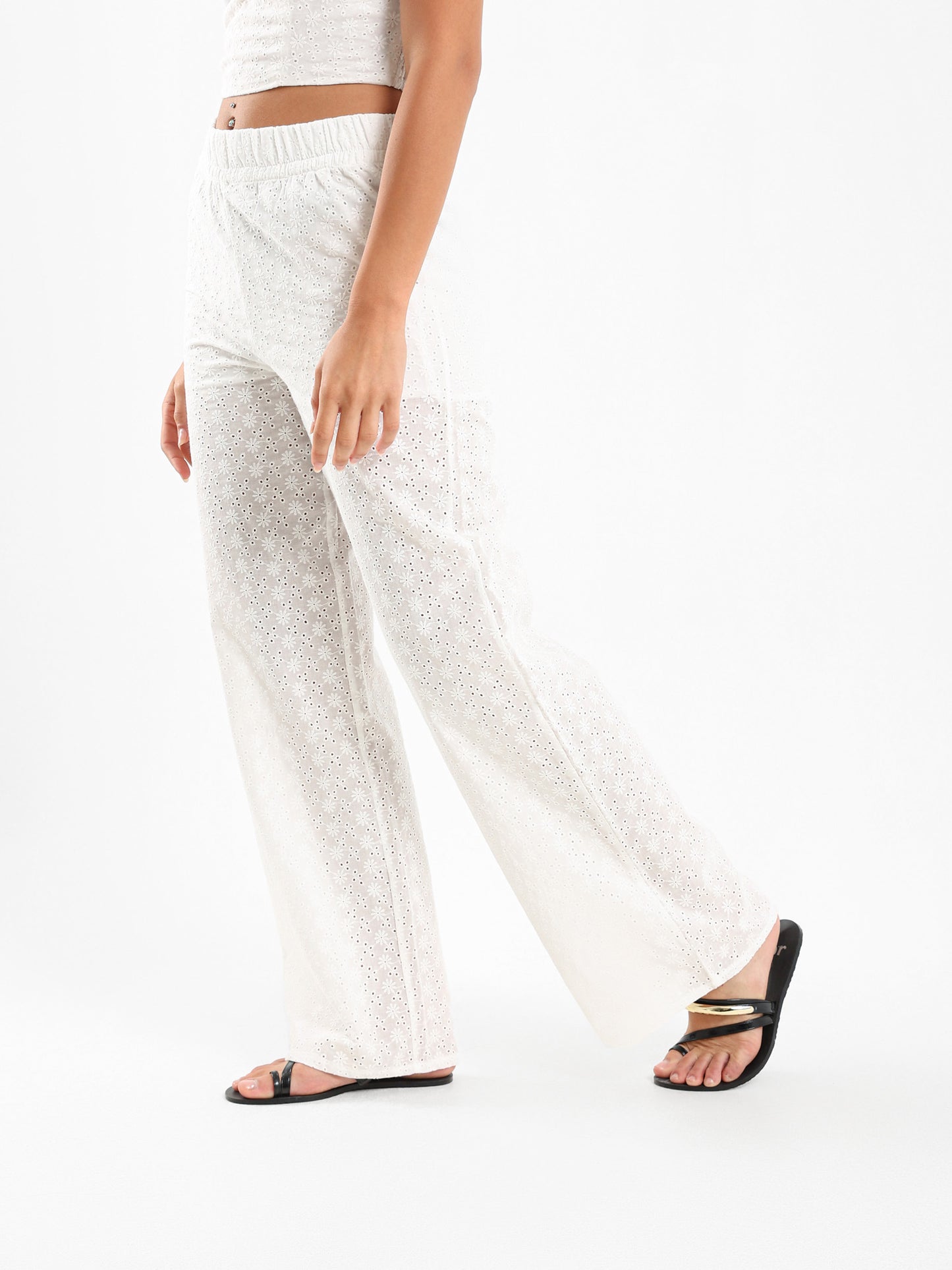 Perforated Elasticated Waistband Pants
