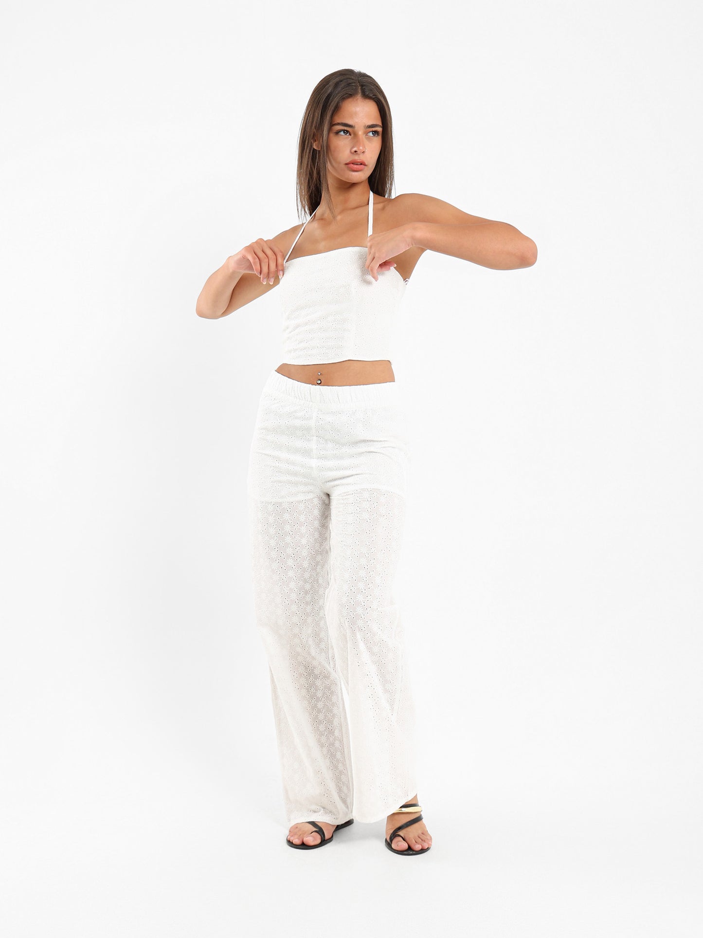 Perforated Elasticated Waistband Pants