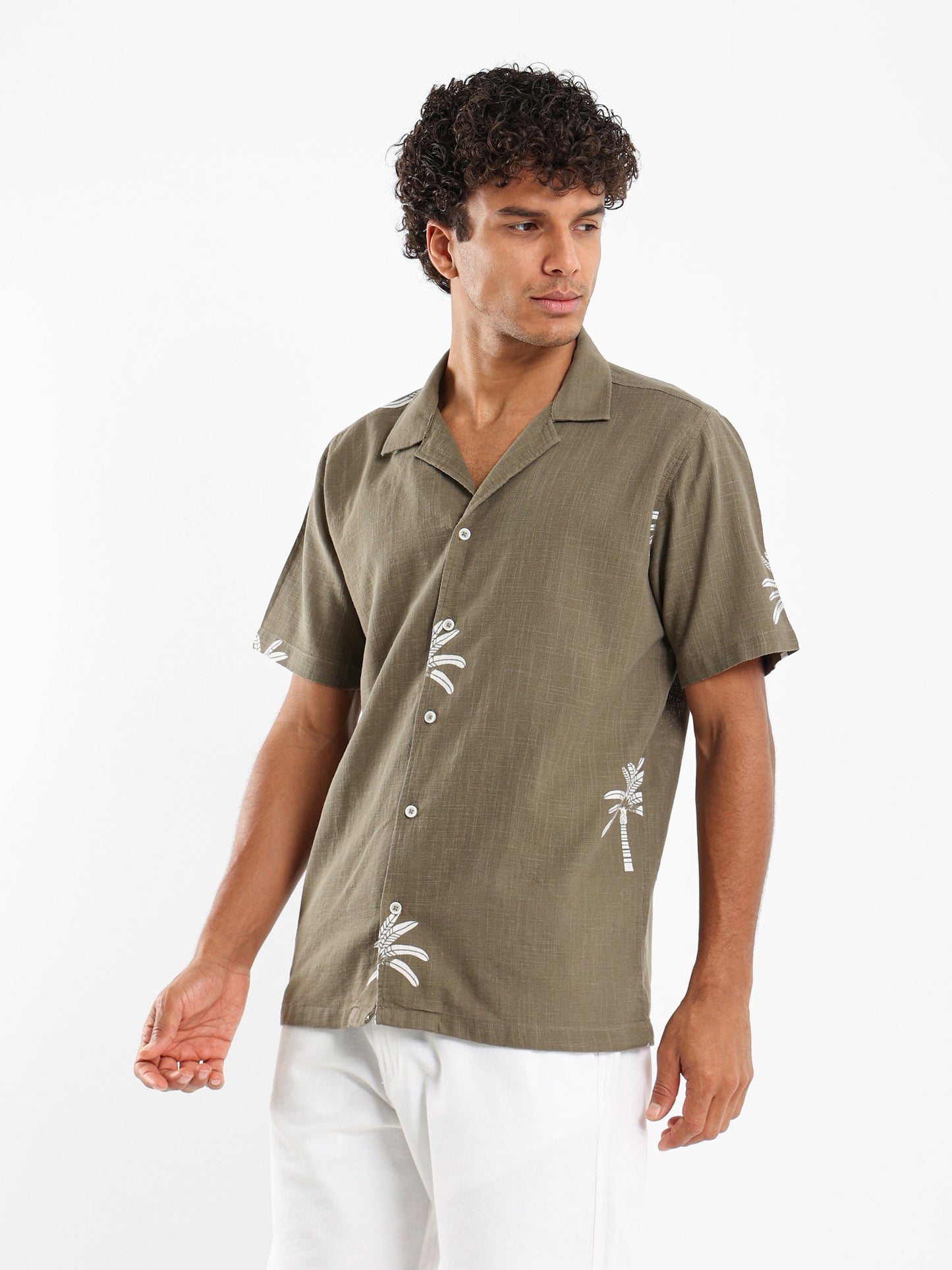 Palm Print Short Sleeve Shirt