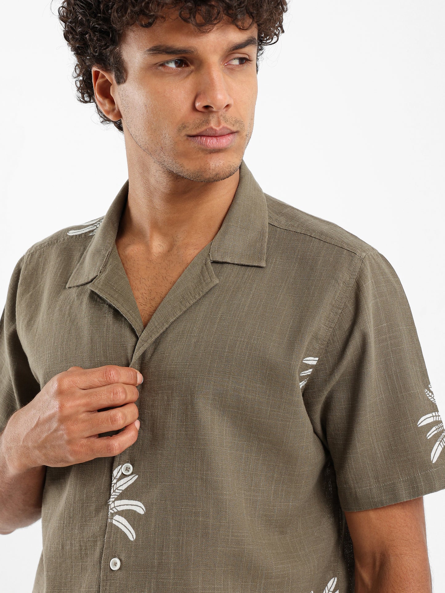 Palm Print Short Sleeve Shirt