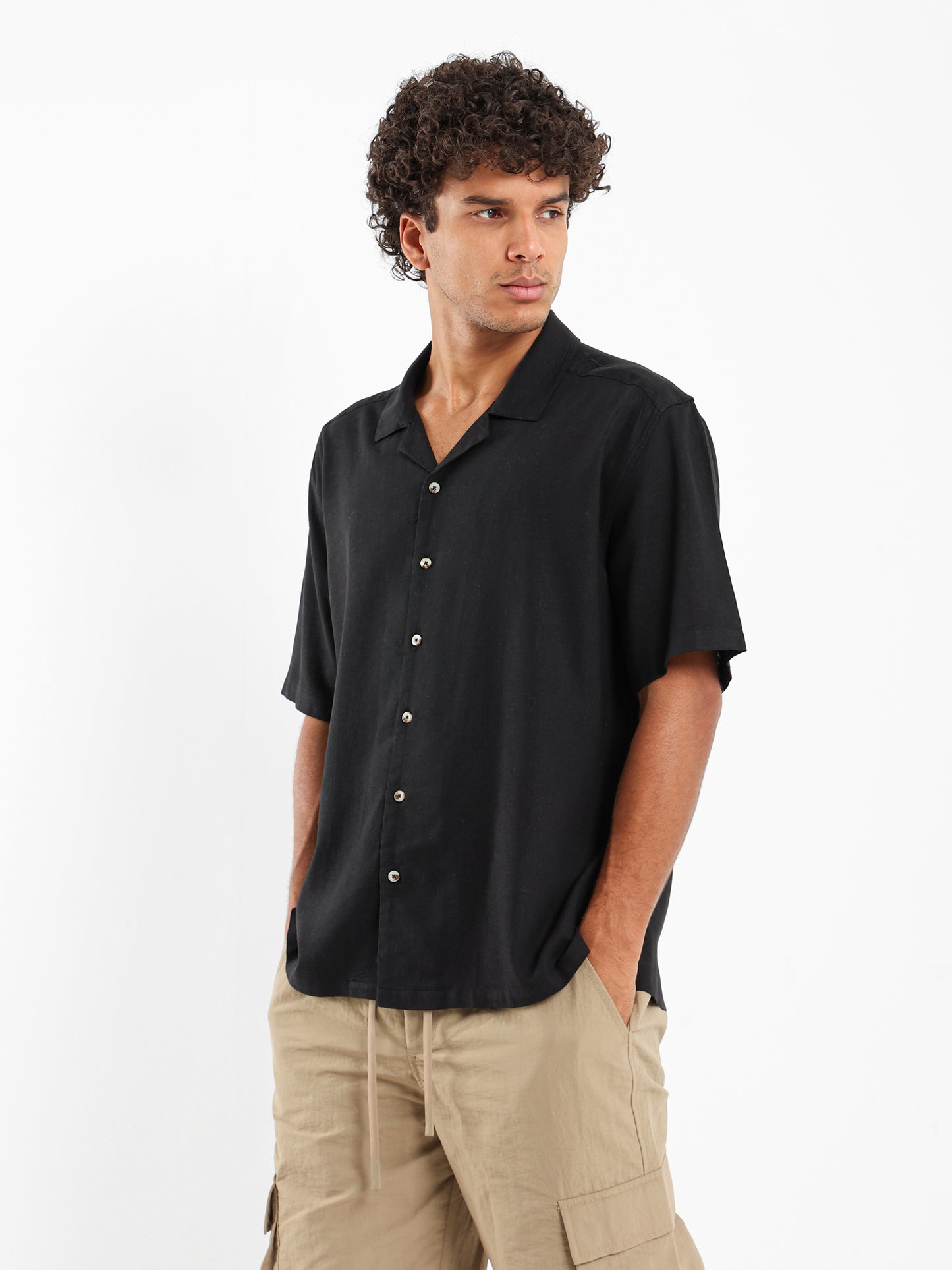 Basic Linen Short Sleeve Camp Shirt