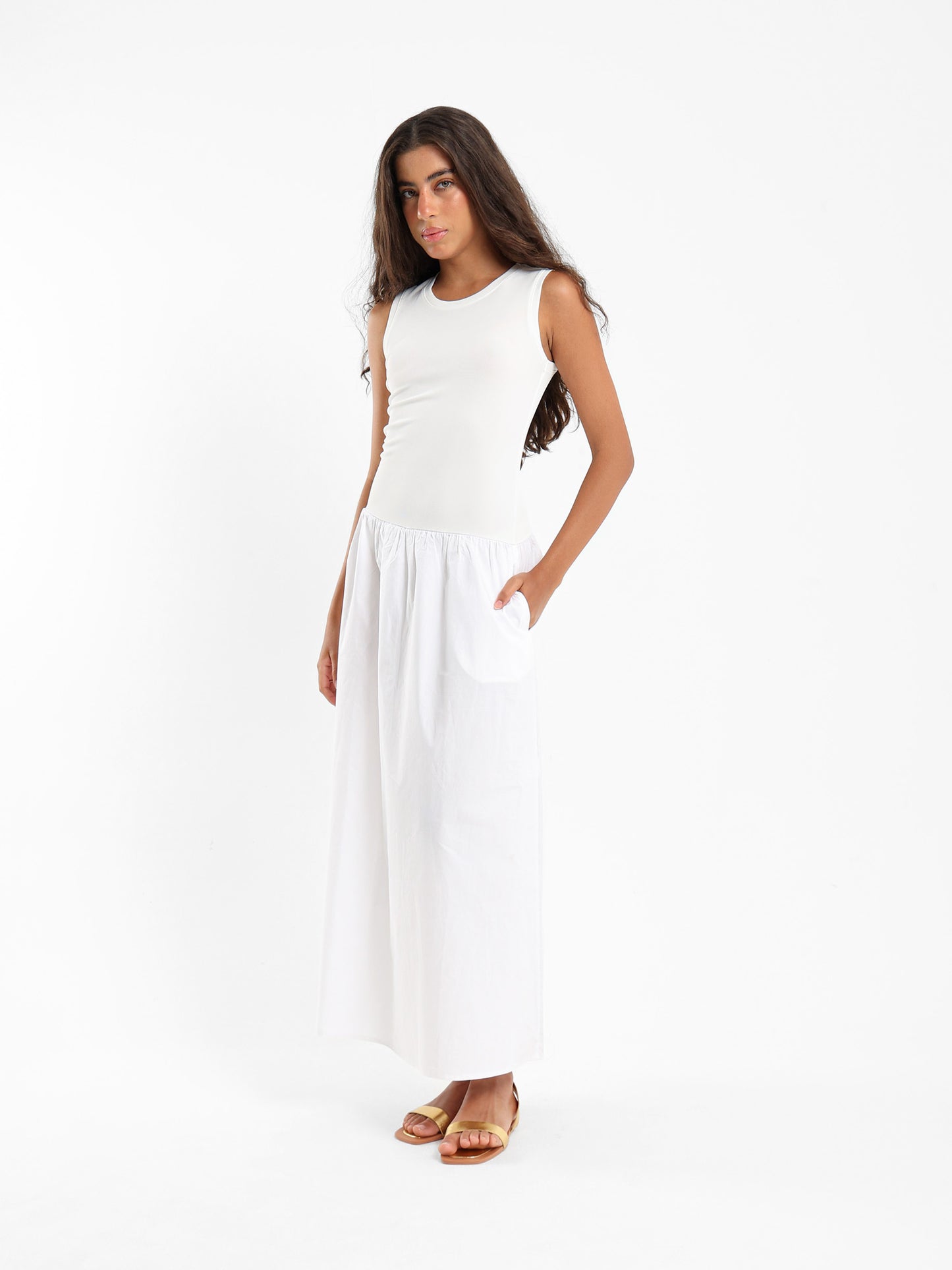 Sleeveless Low-Waist Maxi Dress