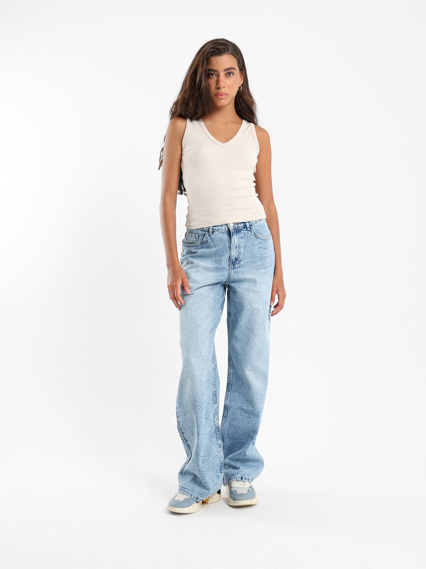 Ribbed V-Neck Sleeveless Top