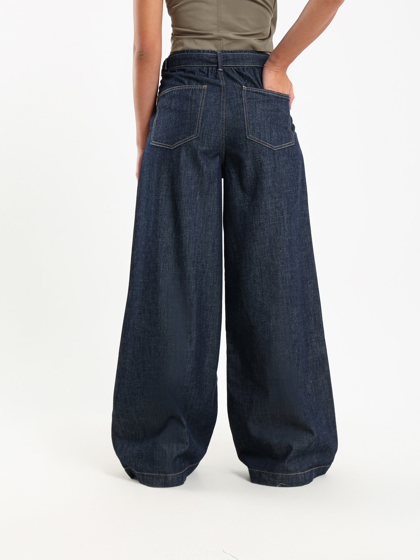 Tencel Belted Wide-Leg Pants