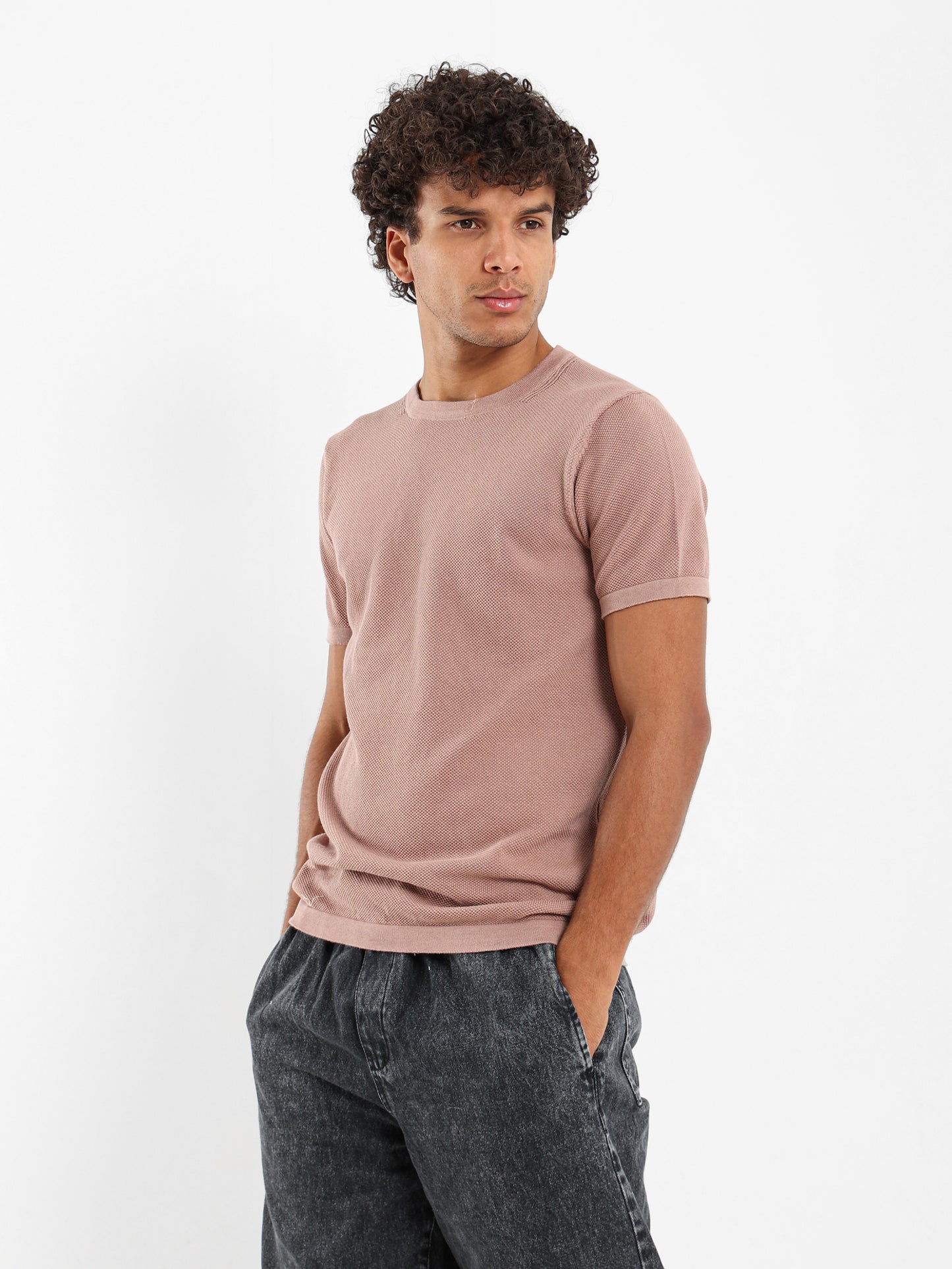 Crew Neck Textured T-Shirt