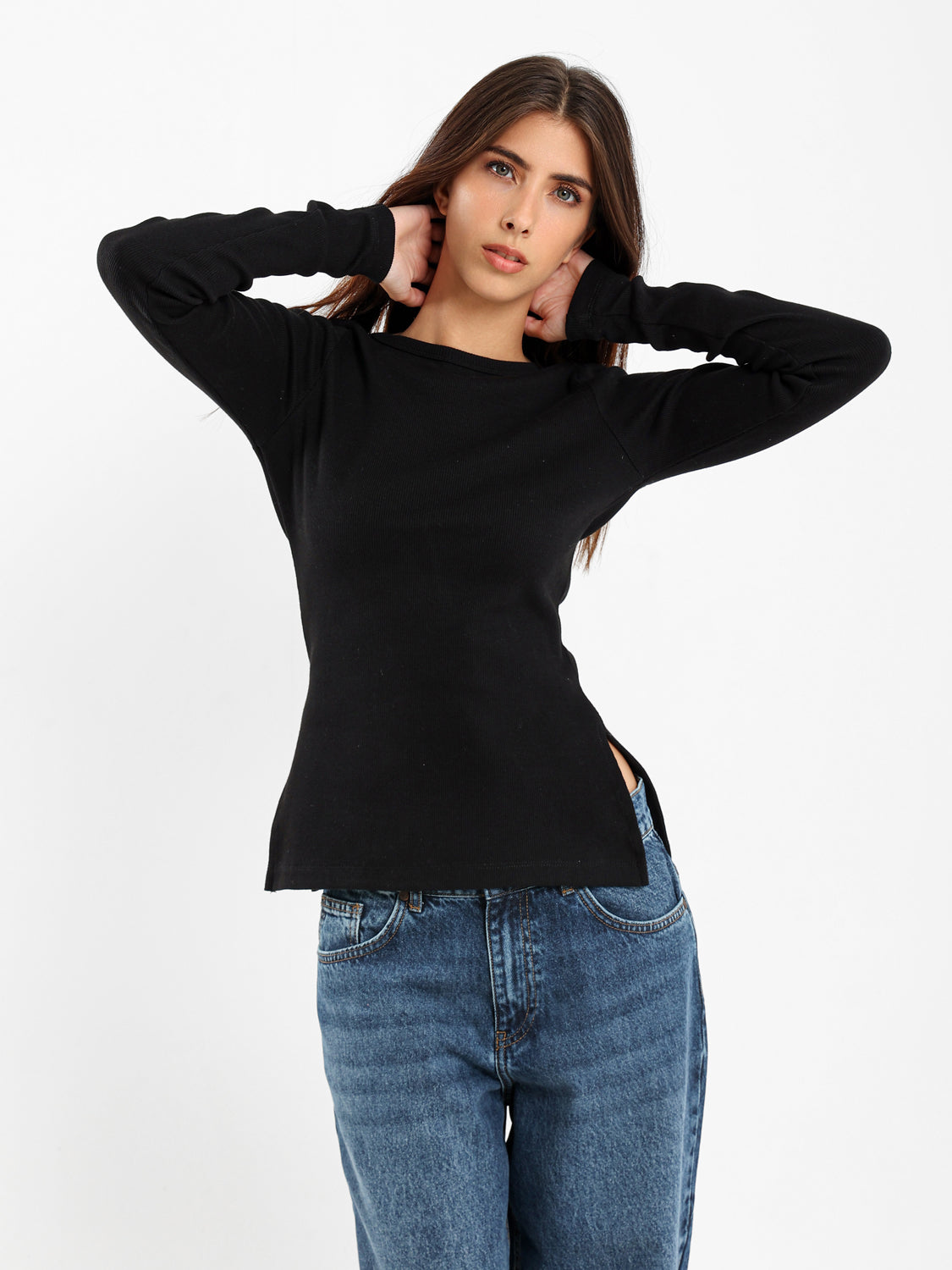 Ribbed Basic Long Sleeve Top