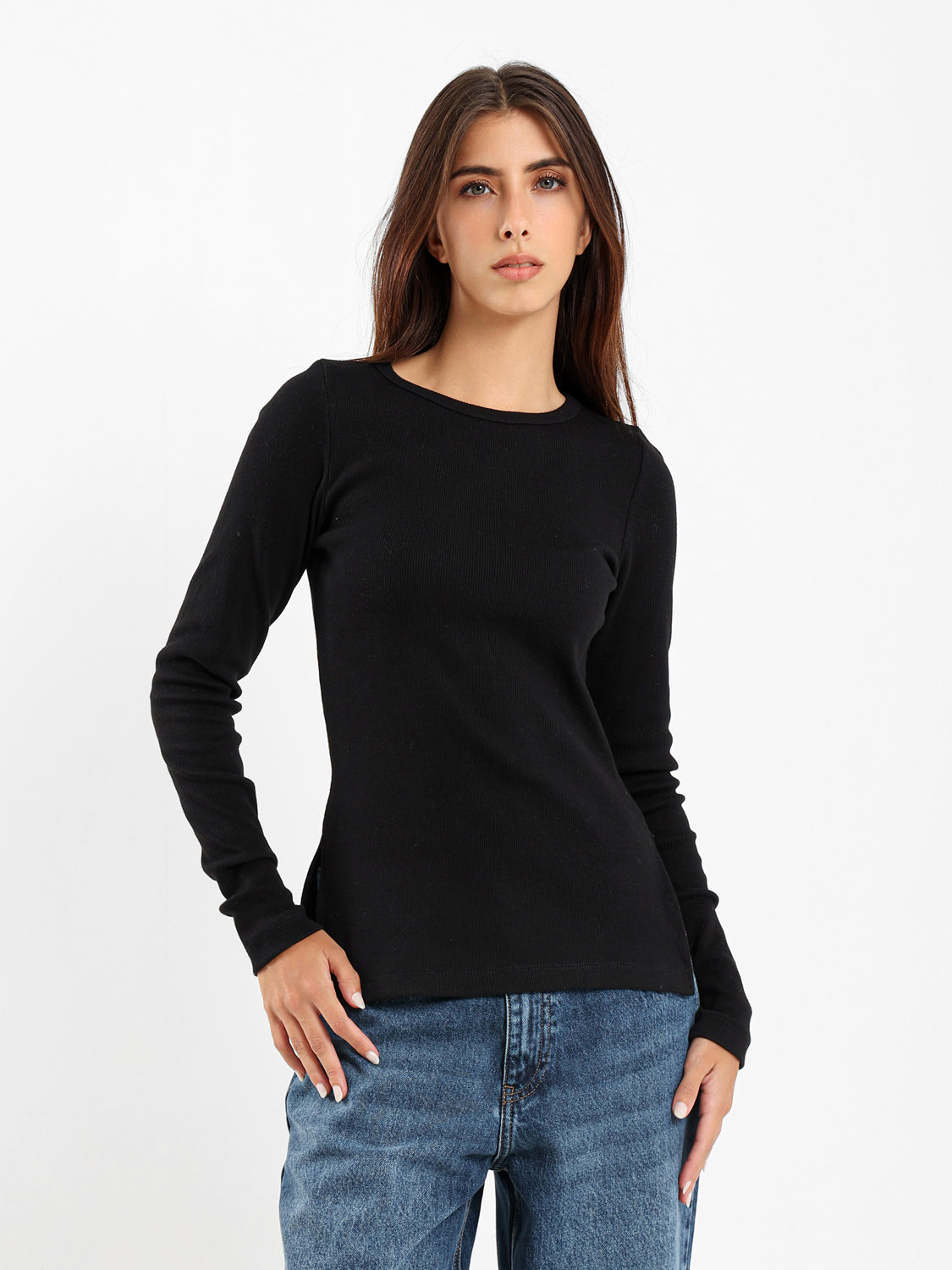 Ribbed Basic Long Sleeve Top