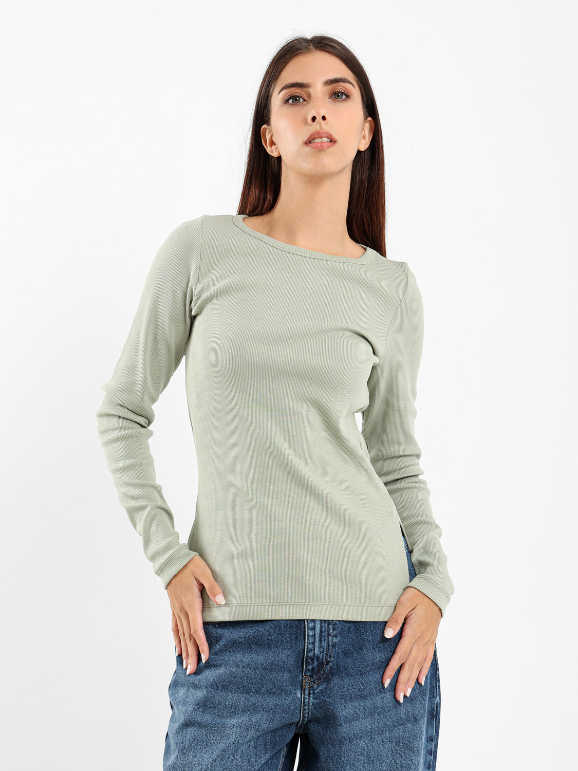 Ribbed Basic Long Sleeve Top