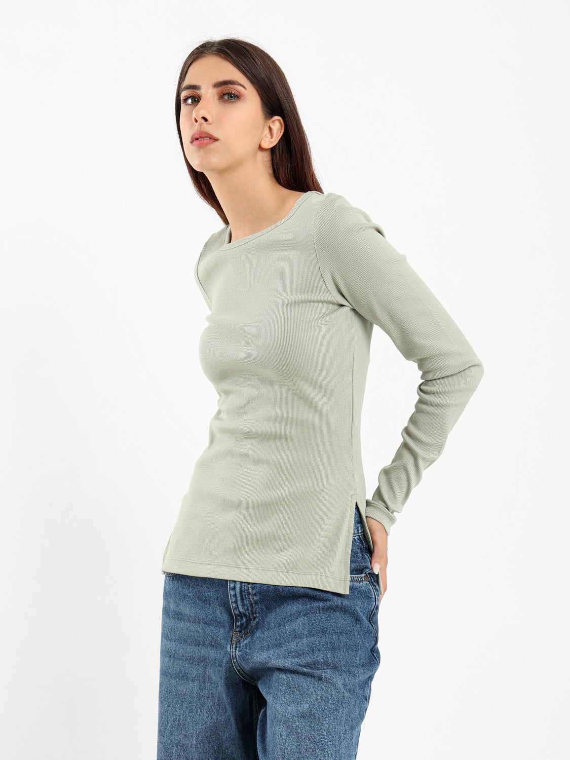Ribbed Basic Long Sleeve Top