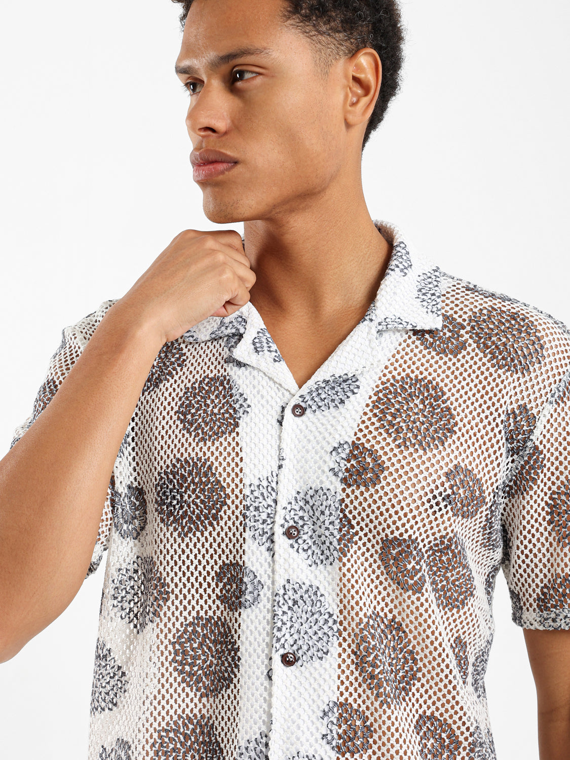 Printed Crochet Relaxed Fit Shirt