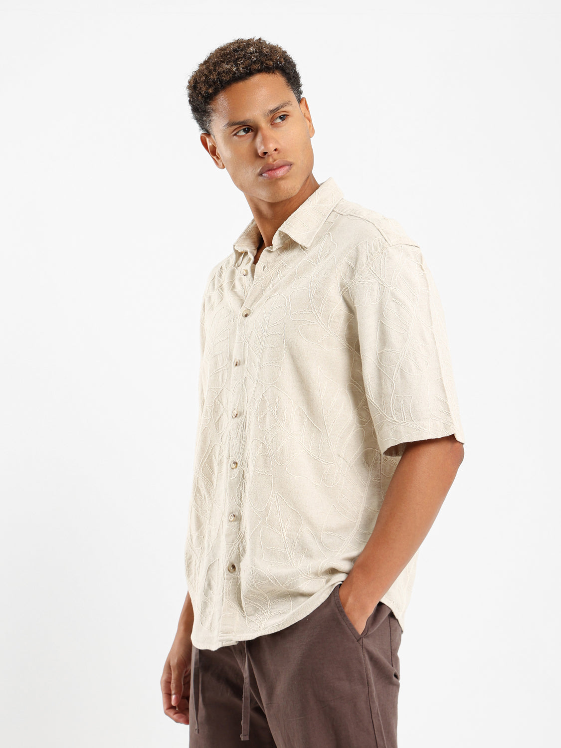 Embroidered Oversized Linen Shirt