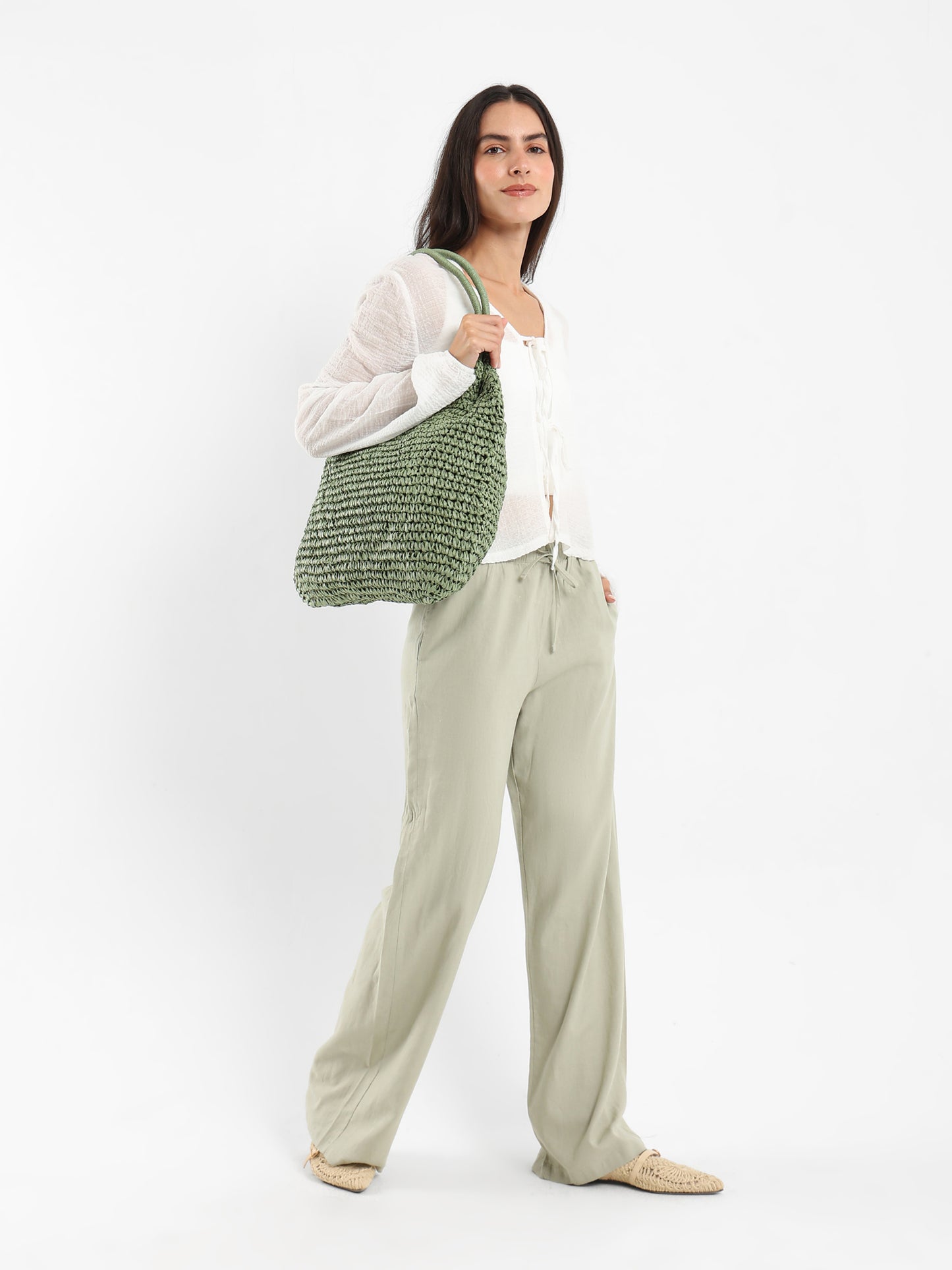 Woven Shoulder Tote Bag