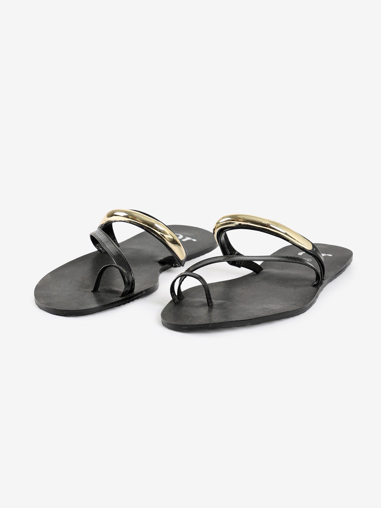 Toe-Ring Flat Sandals with Gold Accent