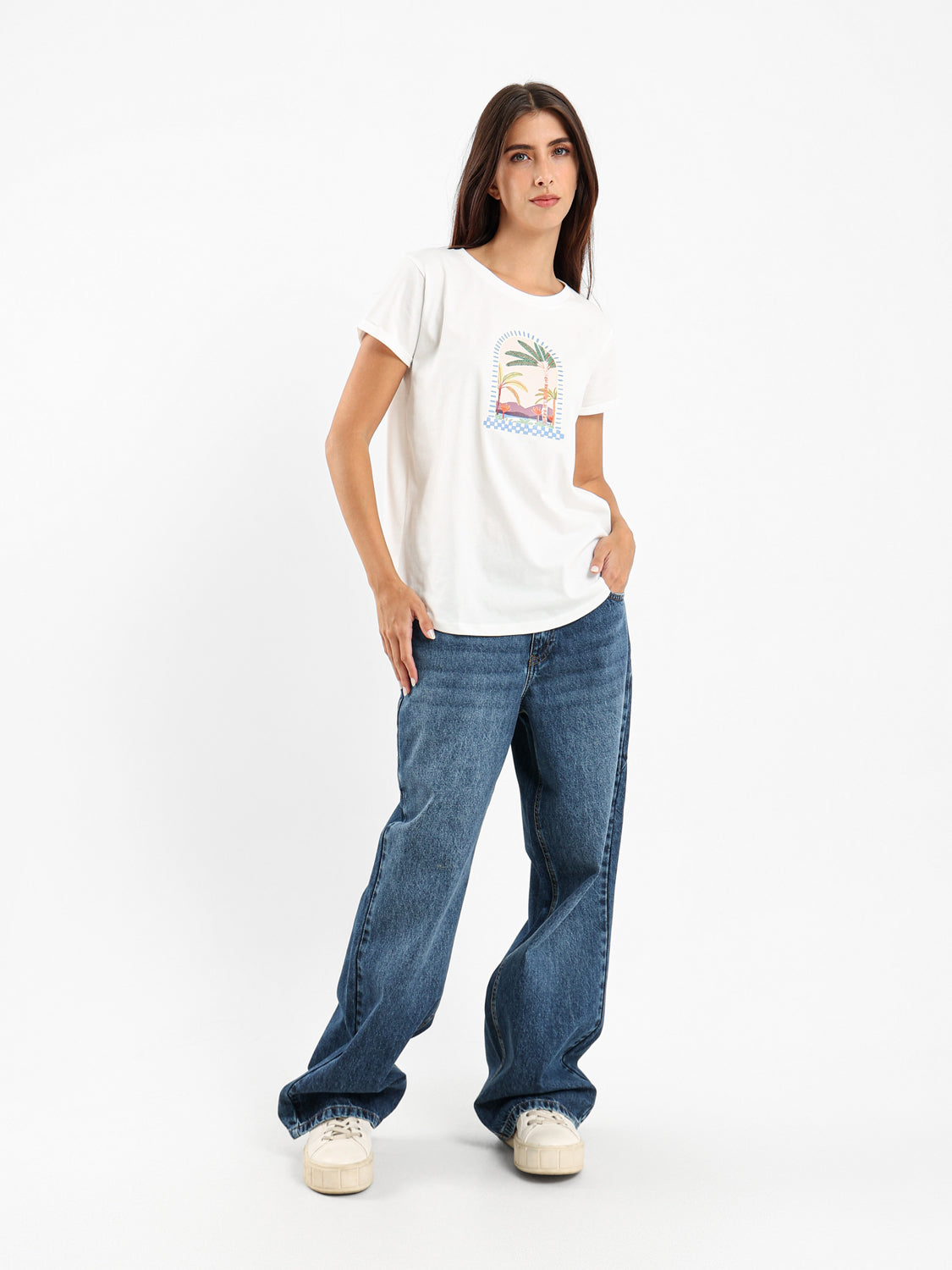 Vintage Palm Trees Print T-Shirt