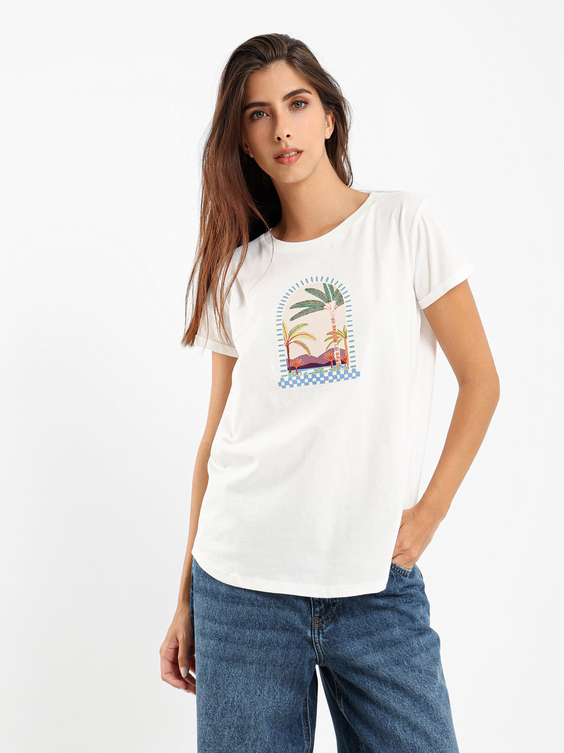 Vintage Palm Trees Print T-Shirt