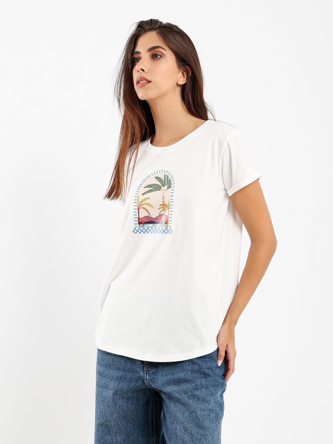 Vintage Palm Trees Print T-Shirt