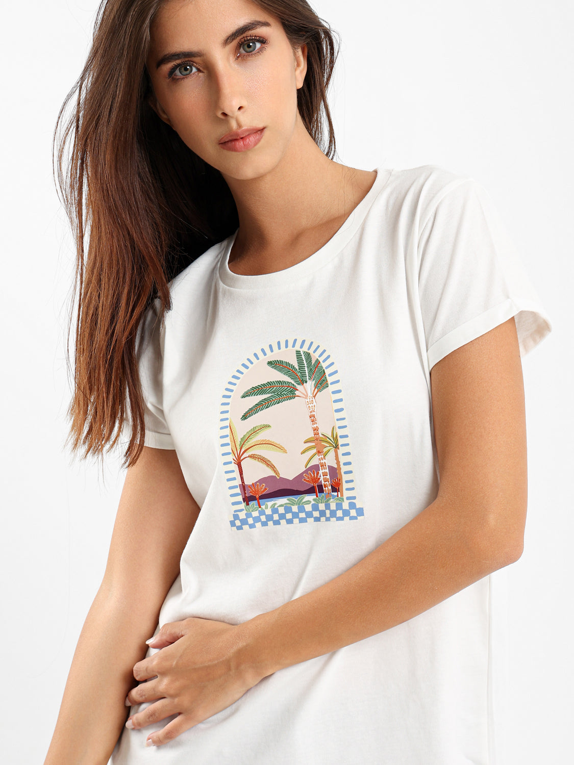 Vintage Palm Trees Print T-Shirt